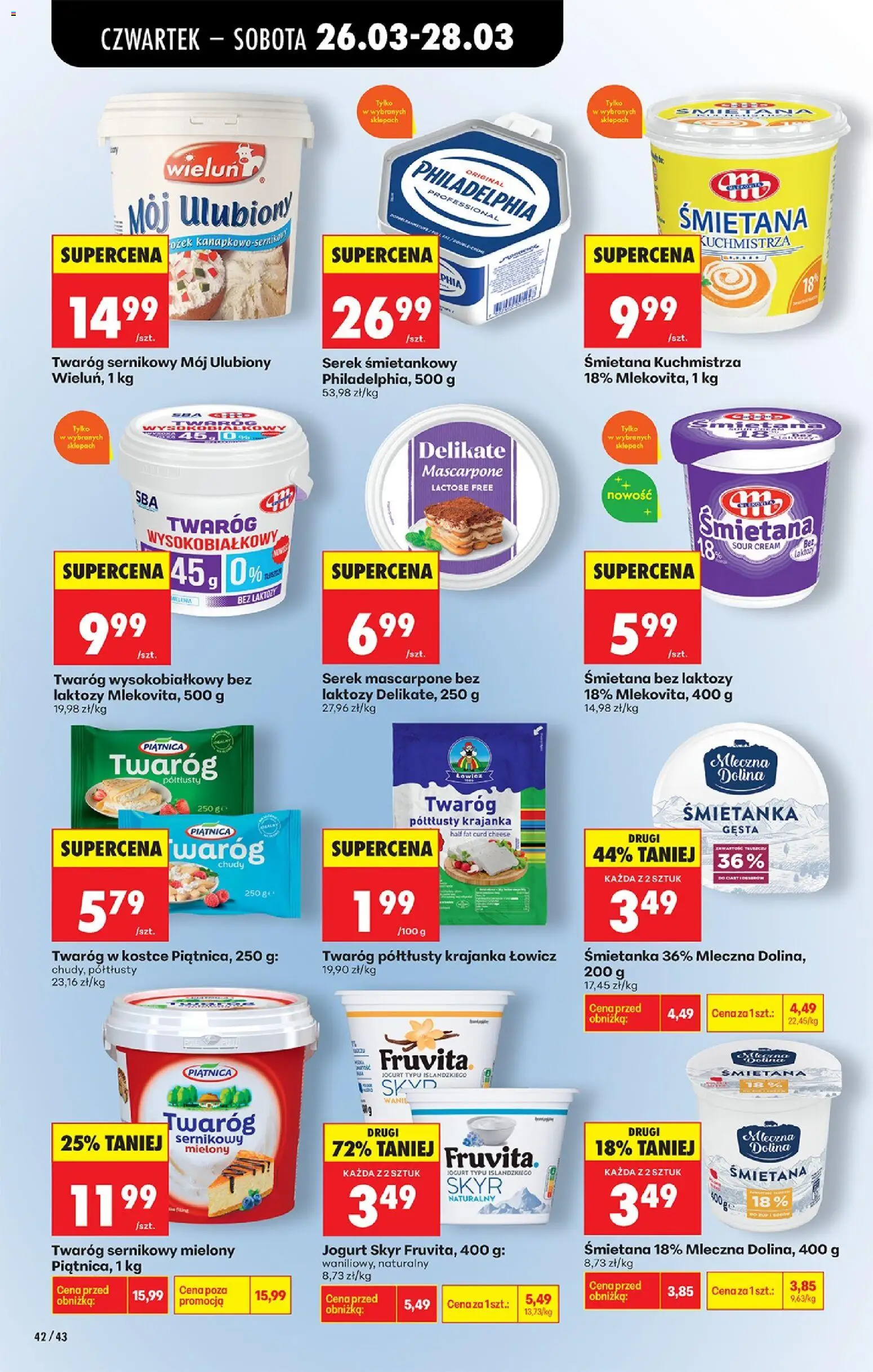 Biedronka gazetka od czwartku od 26.03.2026 | Strona: 54 | Produkty: Cream cheese, Jogurt, Śmietana, Skyr