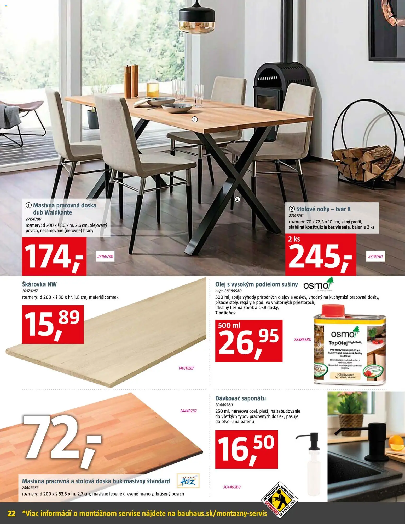 Nové Bauhaus akcie – leták je platný od 12.01.2026 | Strana: 22 | Produkty: Pracovná doska, Olej