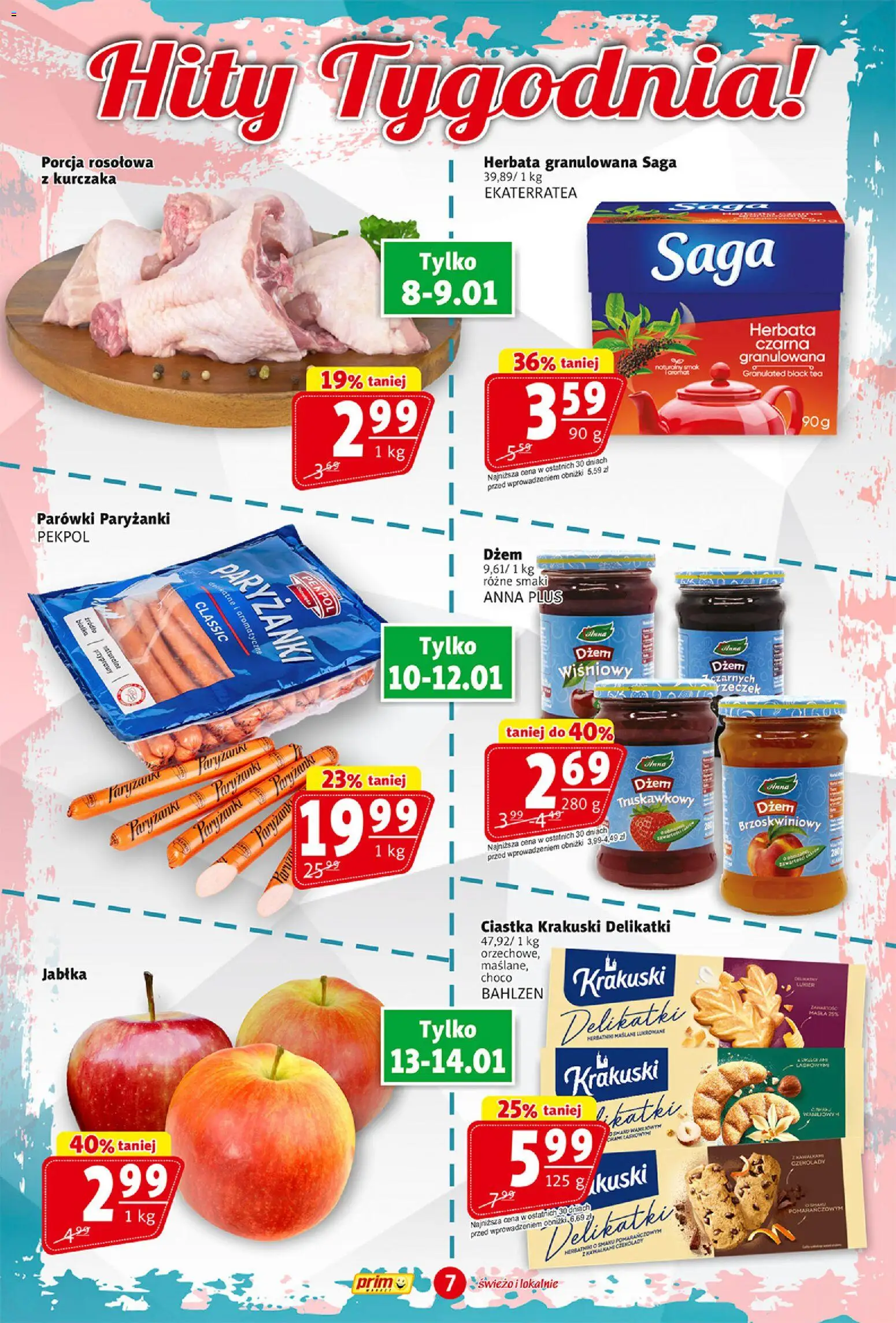 Prim Market Gazetka od 08.01.2026 | Strona: 7 | Produkty: Parówki, Herbata granulowana, Ciastka, Przyprawy