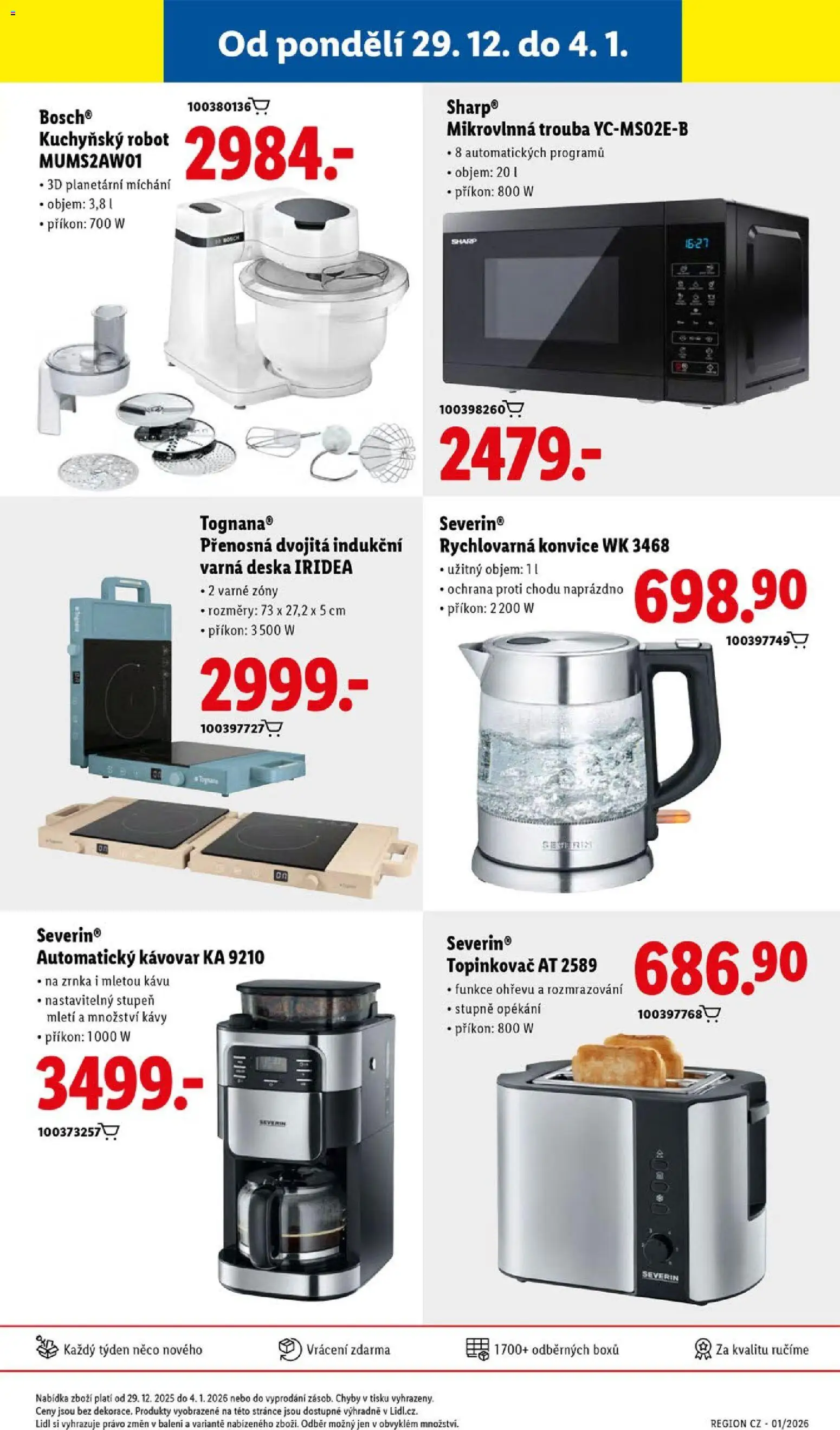 Lidl leták od 29.12.2025 | Strana: 31 | Produkty: Kuchyňský robot, Mikrovlnná trouba, Rychlovarná konvice, Topinkovač