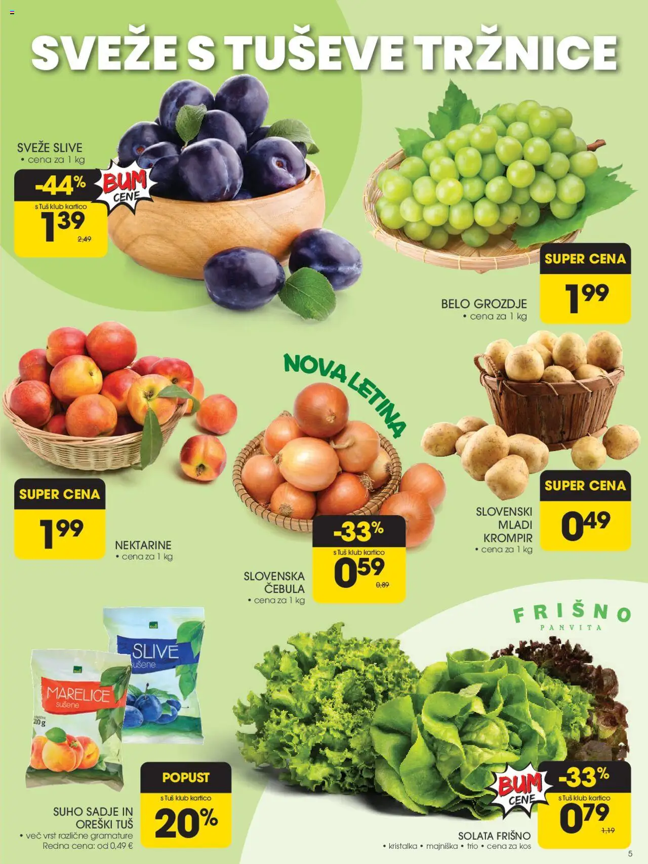 Tuš katalog │ velja od 27.08.2025 | Stran: 5 | Izdelki: Oreški, Suho sadje, Kos, Cebula