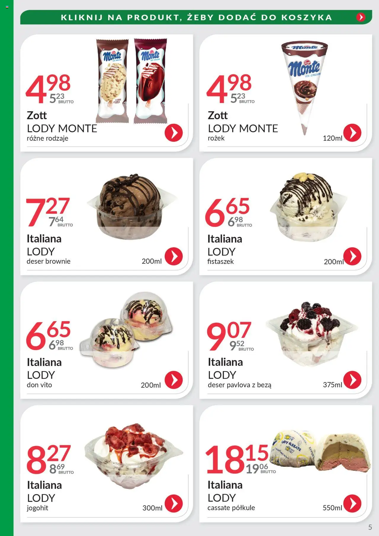 Eurocash Gazetka - Oferta Południe od 07.09.2025 | Strona: 5 | Produkty: Brownie, Lody