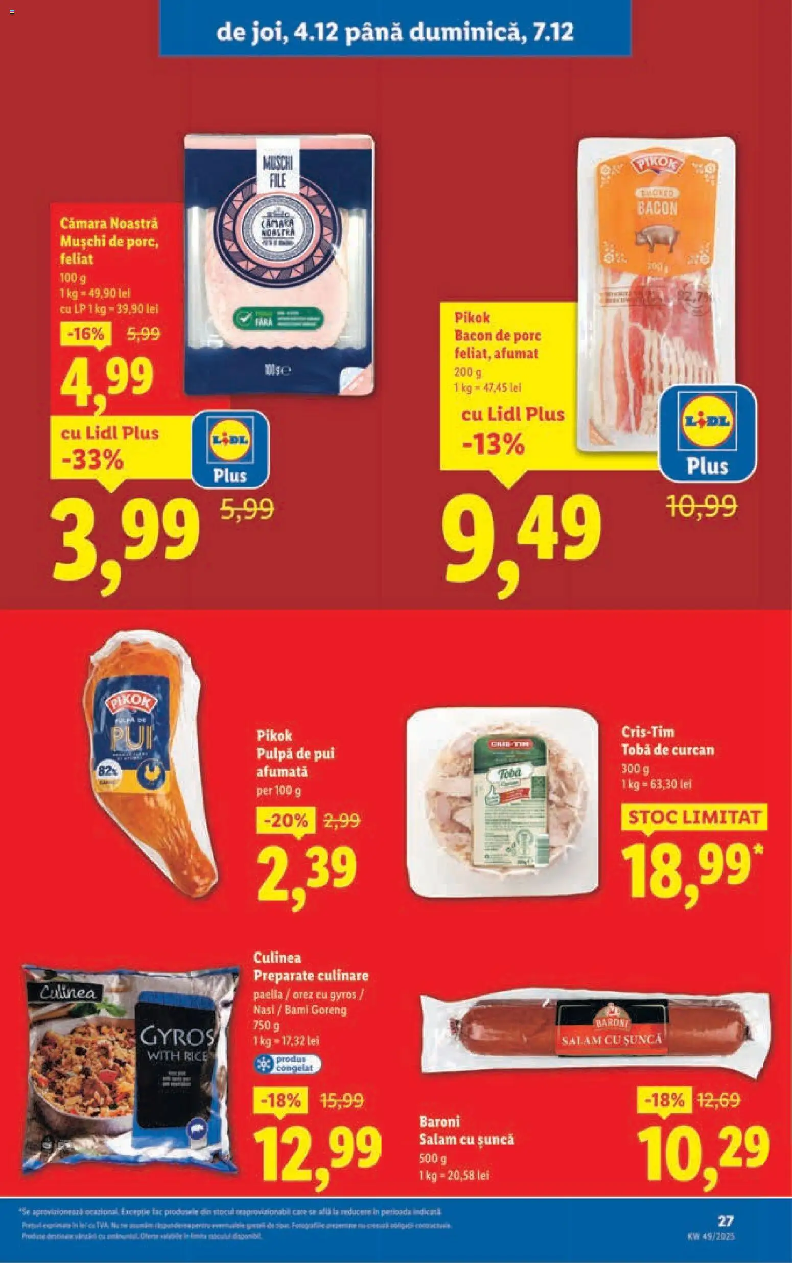 Noul catalog Lidl – valabil de la 01.12.2025 | Pagină: 27 | Produse: Hacıyatmaz Kedi Oyuncağı, Bacon, Salam, Șuncă