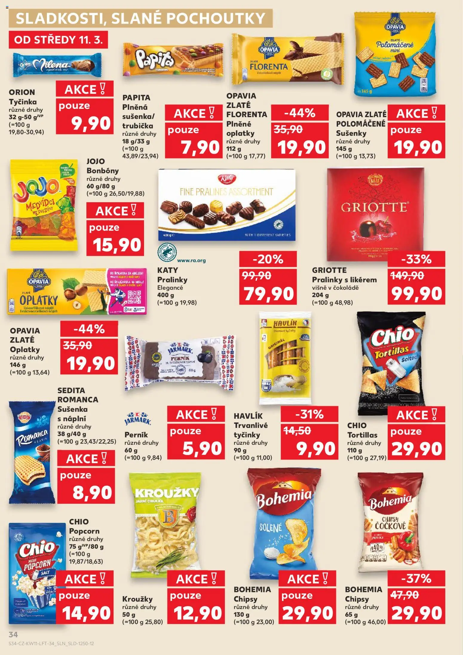 Kaufland leták od 11.03.2026 | Strana: 34 | Produkty: Bonbóny, Tyčinky, Popcorn, Oplatky