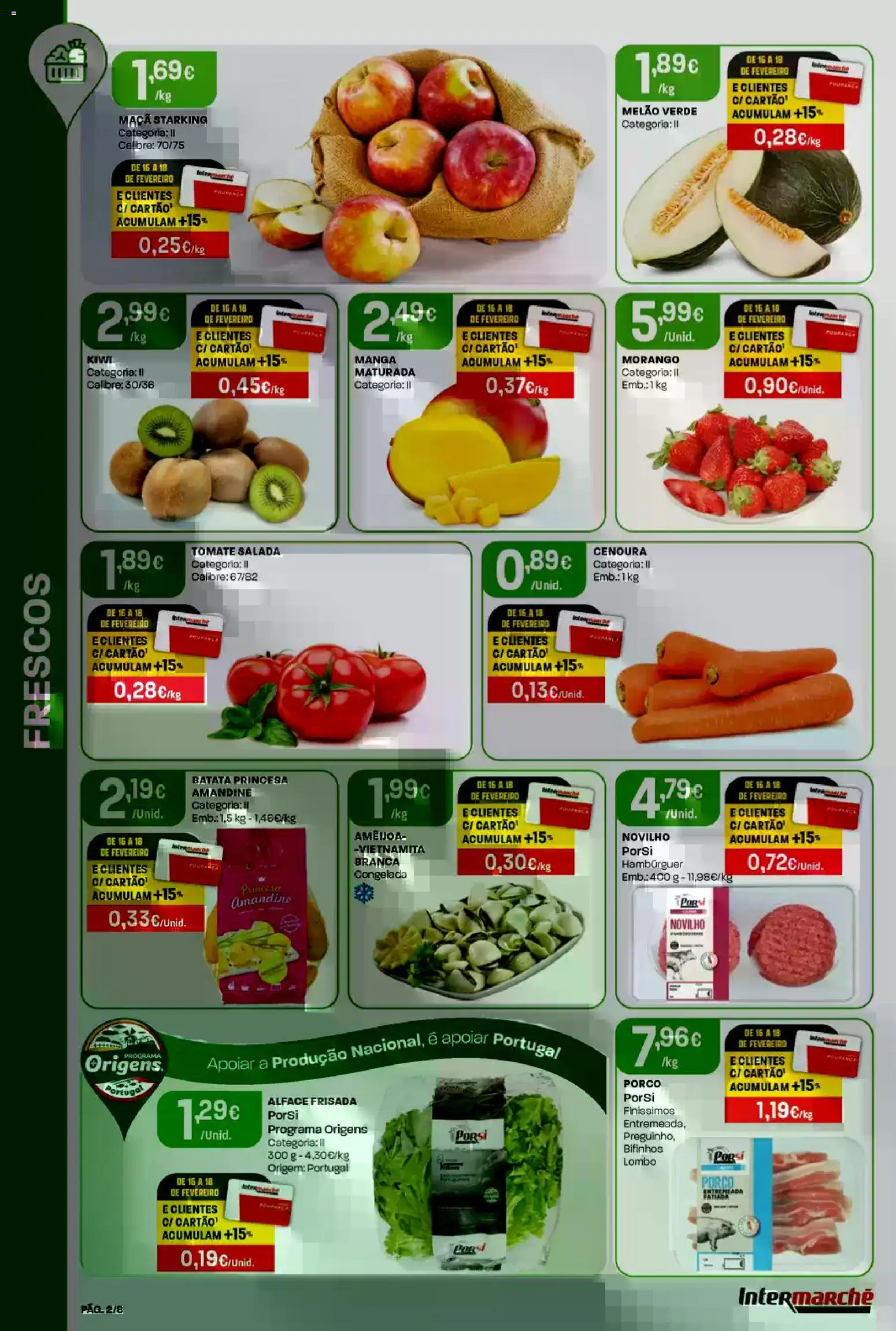 Intermarché Folheto Mini │ válido de 12.02.2026 | Página: 2 | Produtos: Hambúrguer, Melão, Kiwi, Alface