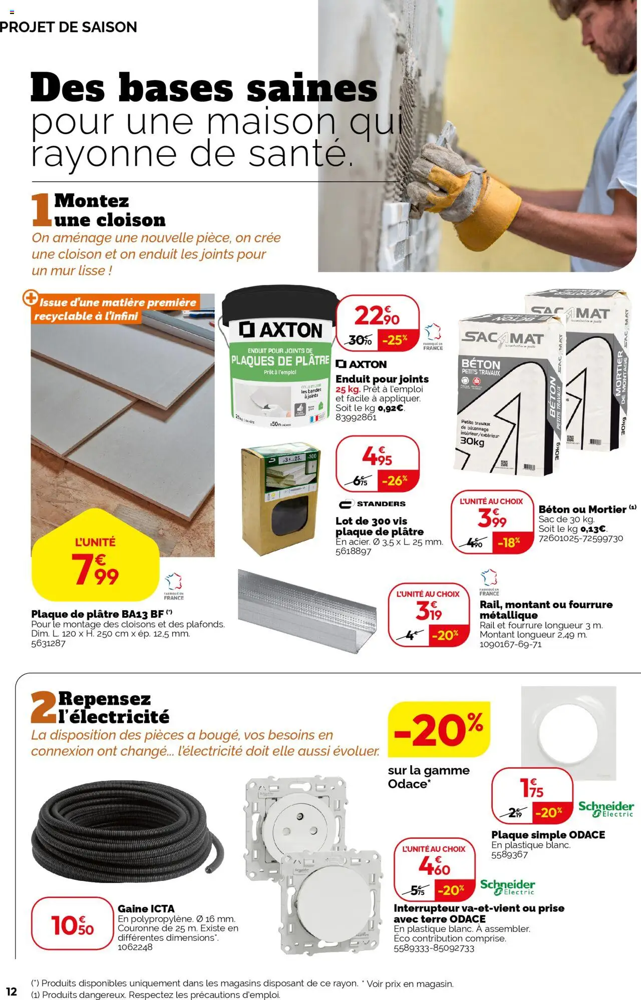  | Page: 12 | Produits: Interrupteur, Mortier, Plâtre, Colle