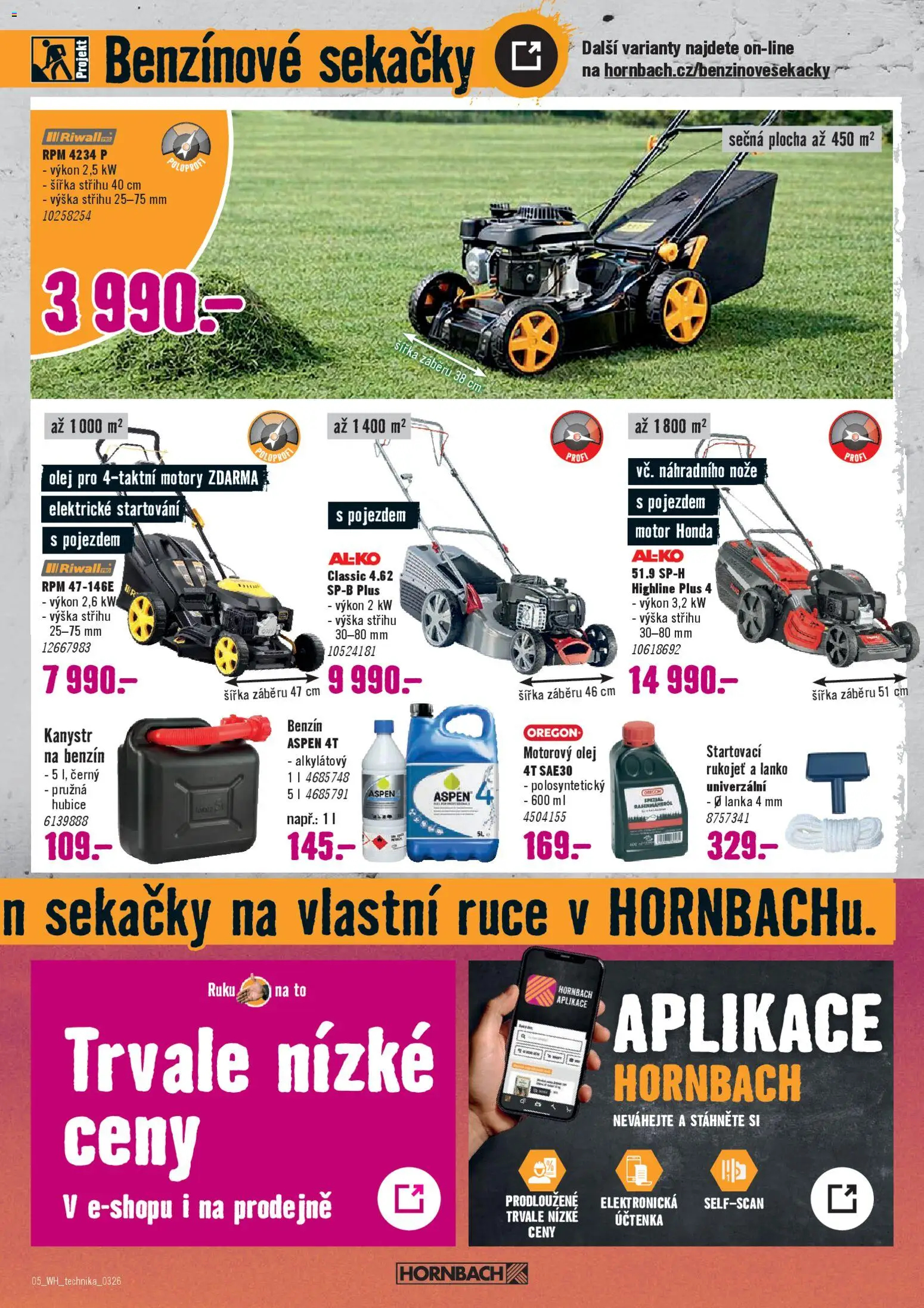 HORNBACH leták - Technická zahrada od 18.03.2026 | Strana: 5 | Produkty: Olej, Nože, Kanystr, Motorový olej