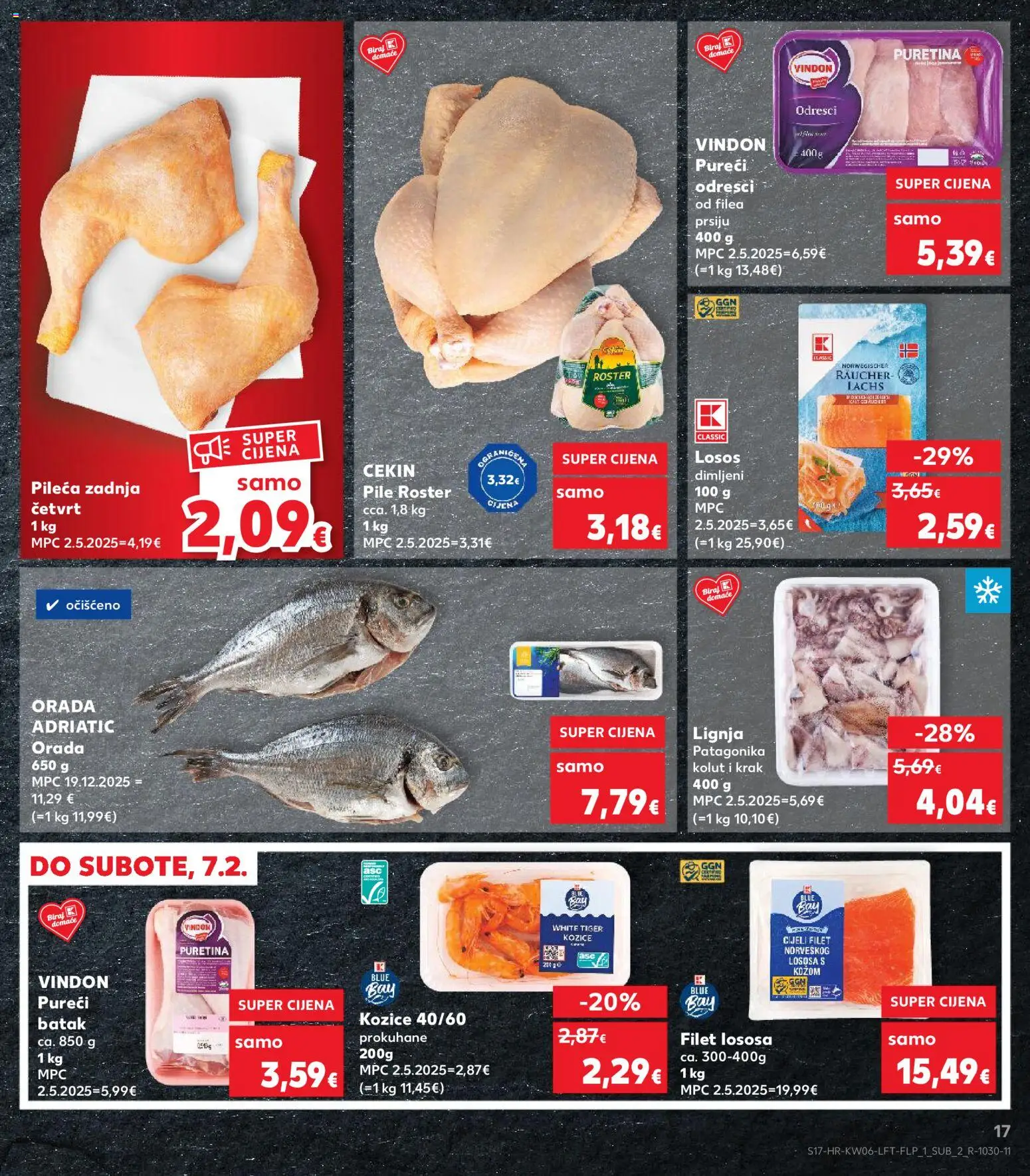 Kaufland katalog | vrijedi od 04.02.2026 | Stranica: 17 | Proizvodi: Puretina, Losos, Kozice