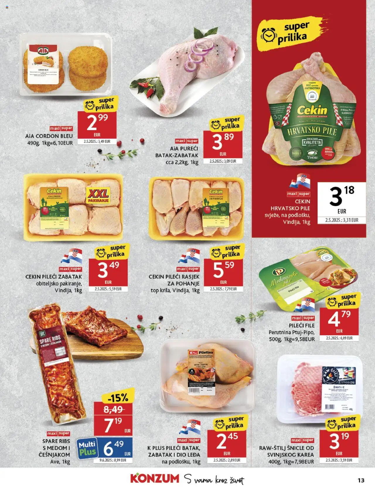 Konzum HR akciós ujság - amely érvényes a következő dátumtól: 06.08.2025 | Oldal: 13 | Termékek: Cordon bleu, Dió