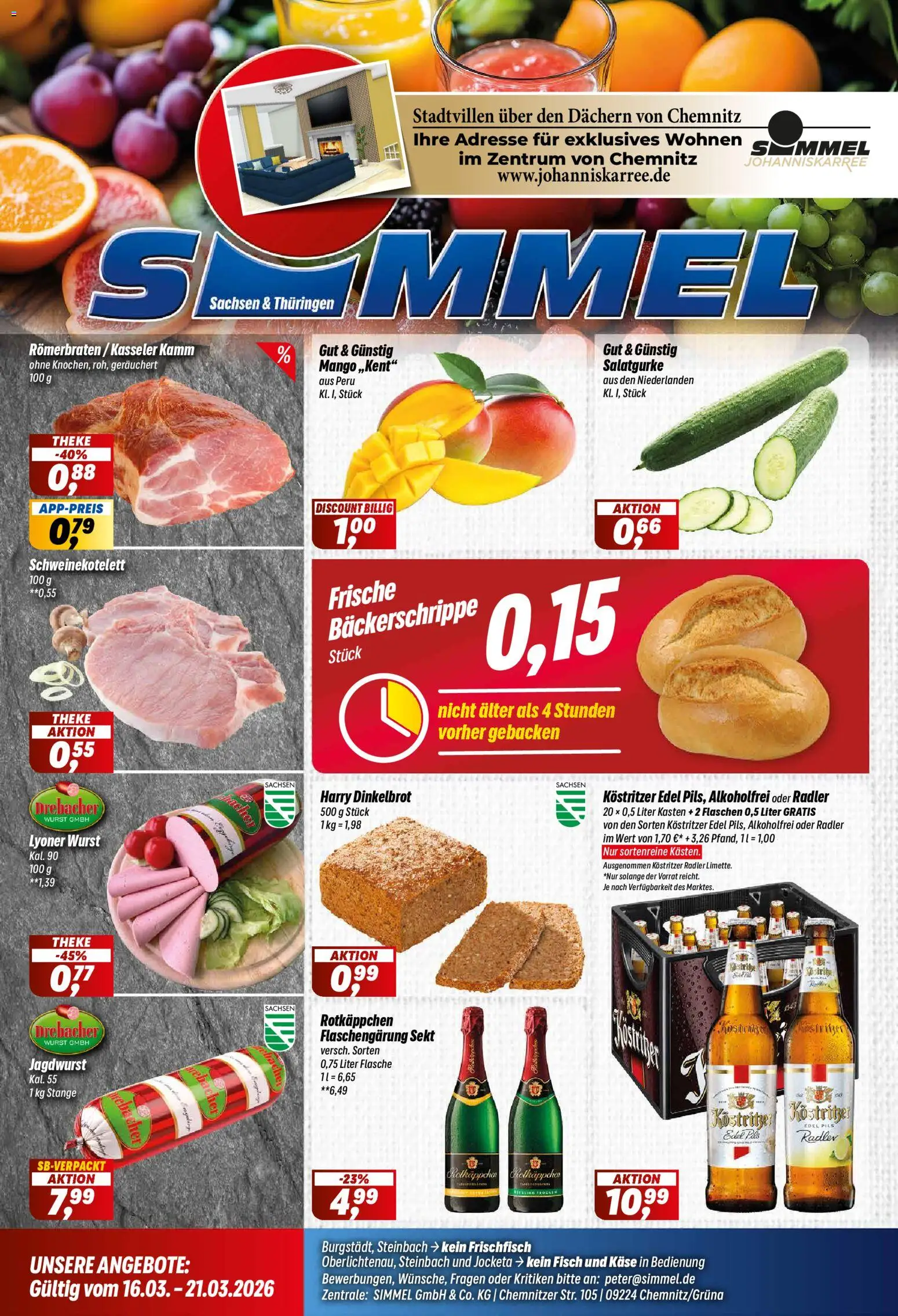 Simmel Prospekt 	 – gültig ab 16.03.2026 | Seite: 1 | Produkte: Käse, Sekt, Pils, Rotkäppchen