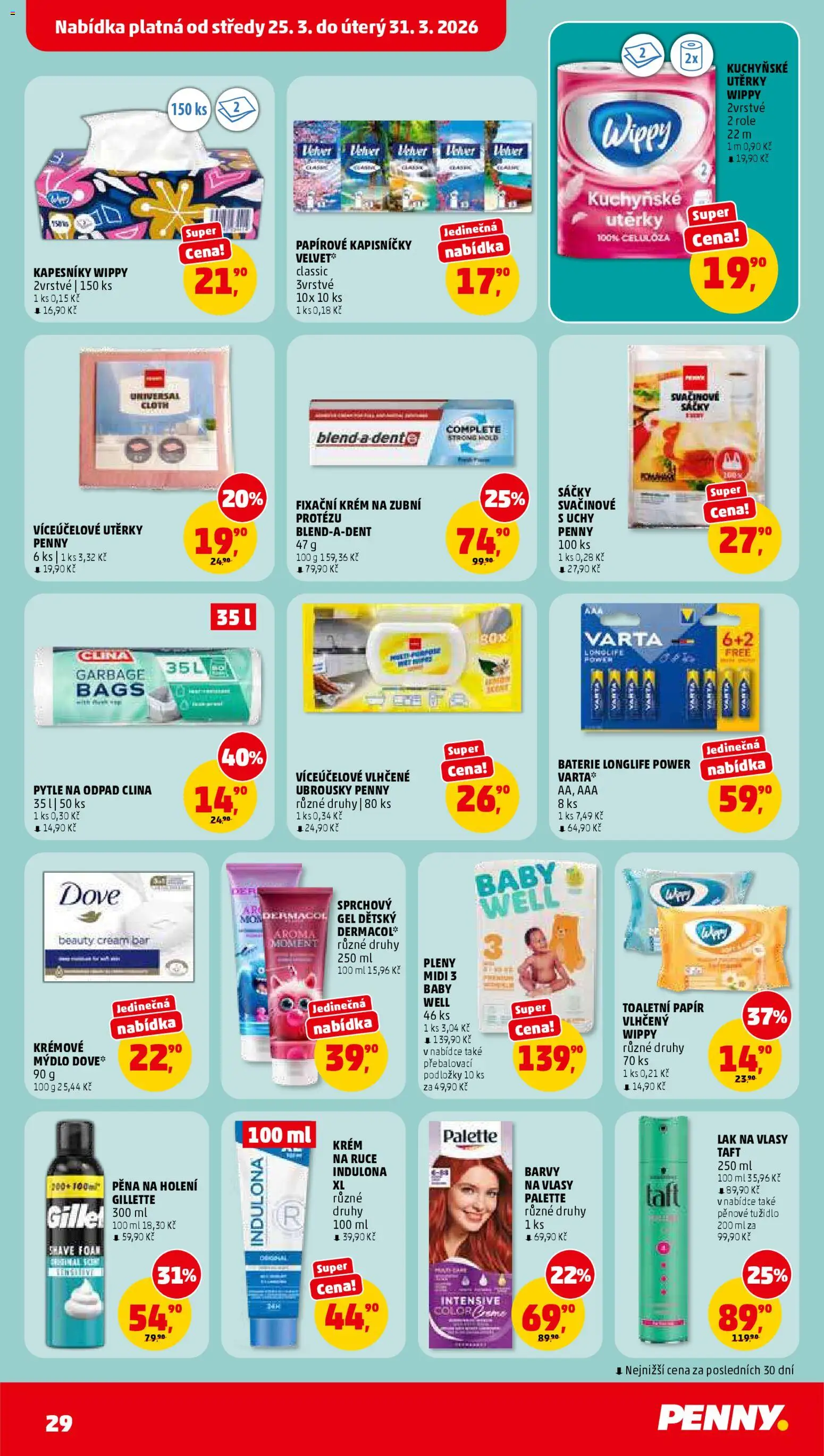 Penny Market leták od 25.03.2026 | Strana: 29 | Produkty: Pěna na holení, Mýdlo, Pytle na odpad, Dove