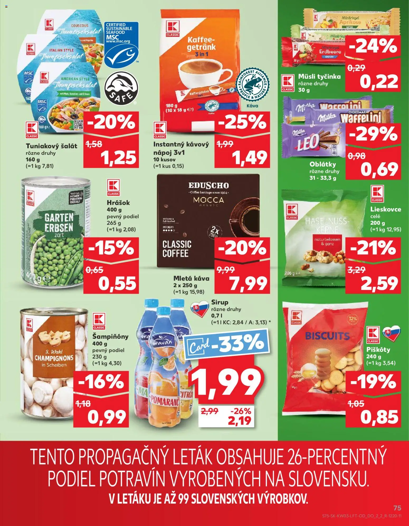 Nové Kaufland akcie – leták je platný od 15.01.2026 | Strana: 75 | Produkty: Protein, Hrášok, Šalát, Milka