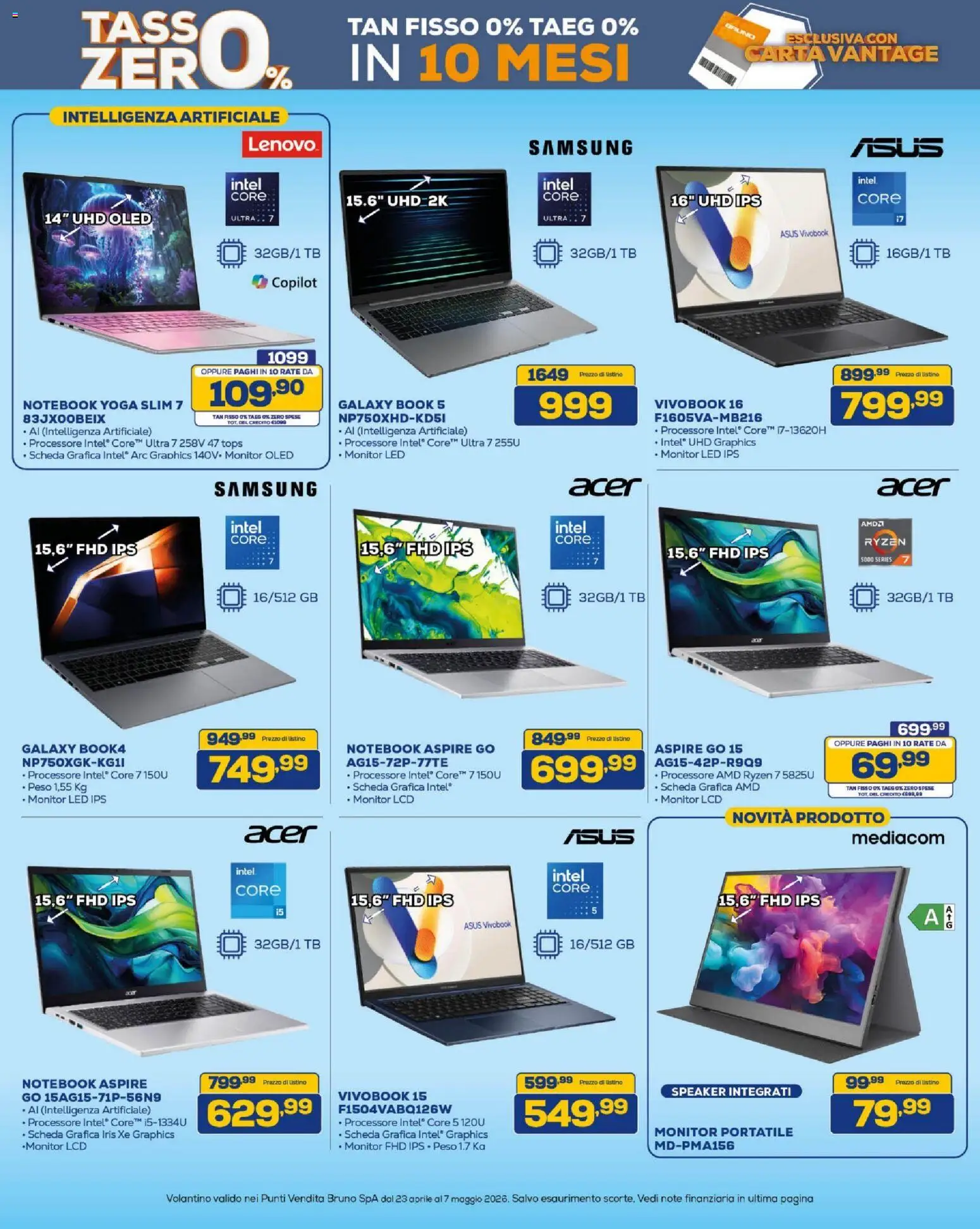 Volantino BRUNO del 23.04.2026 | Pagina: 14 | Prodotti: Monitor, Notebook, Speaker, Samsung