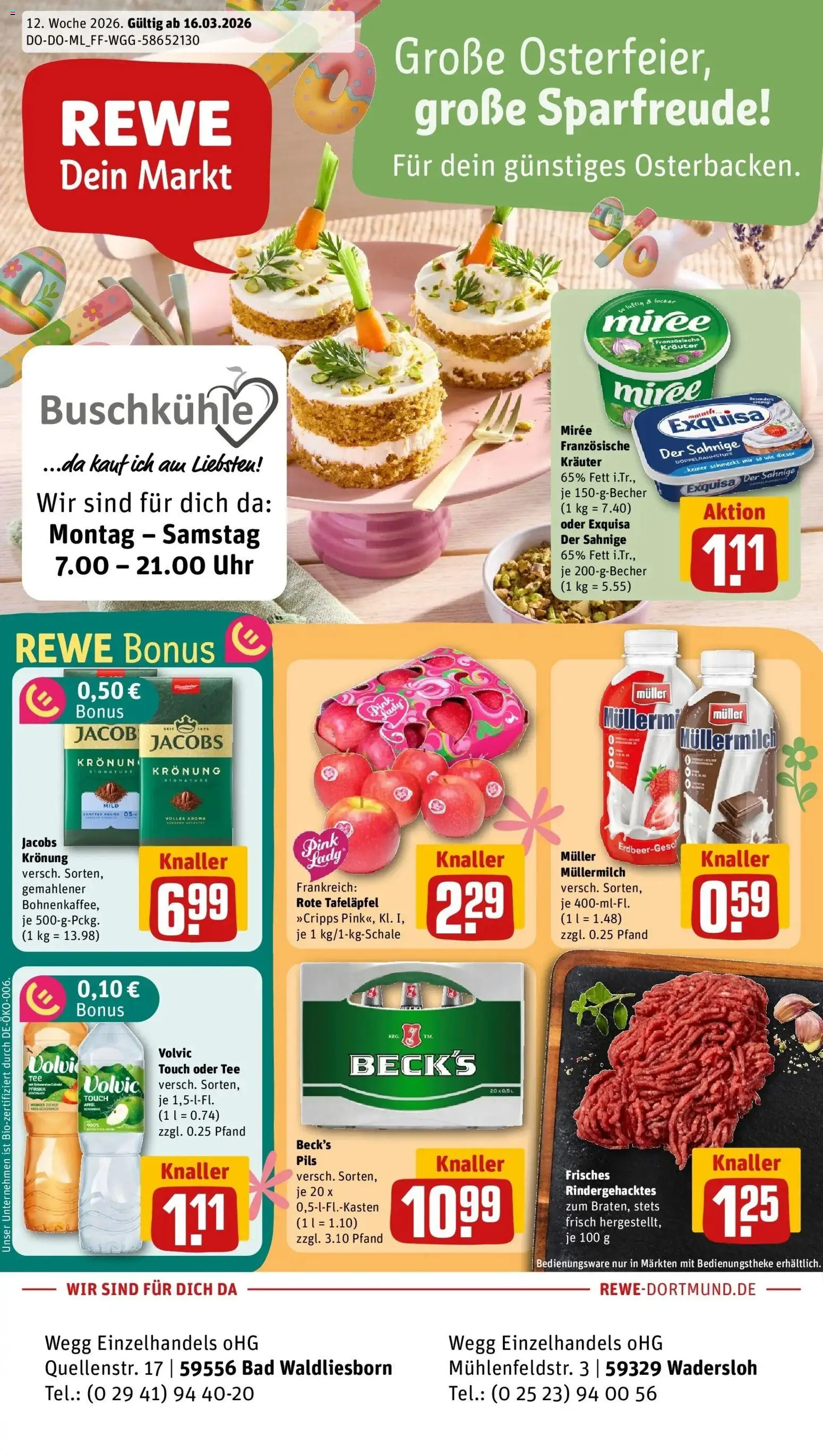 Rewe Prospekt Wadersloh	 – gültig ab 15.03.2026 | Seite: 1 | Produkte: Bad, Äpfel, Exquisa, Pfirsich