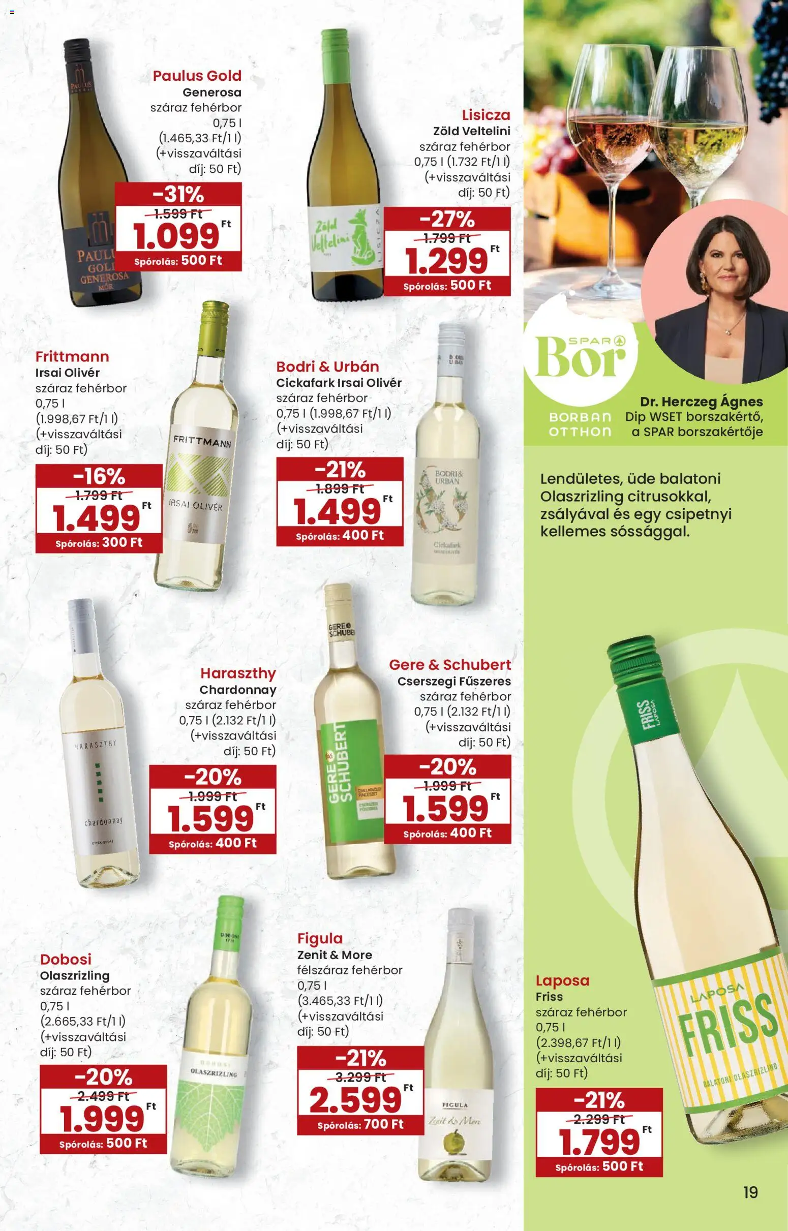 Spar akciós ujság - amely érvényes a következő dátumtól: 09.03.2026 | Oldal: 19 | Termékek: Fehérbor