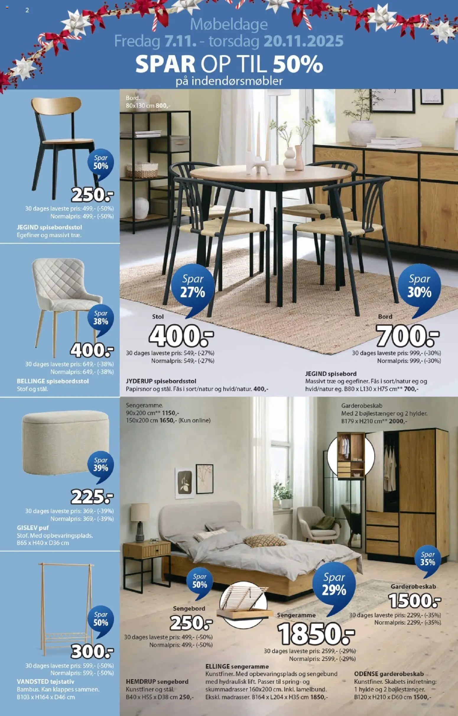 JYSK tilbudsavis – gyldig fra 07.11.2025 | Side: 2 | Produkter: Sengebund, Sengebord, Stof, Puf