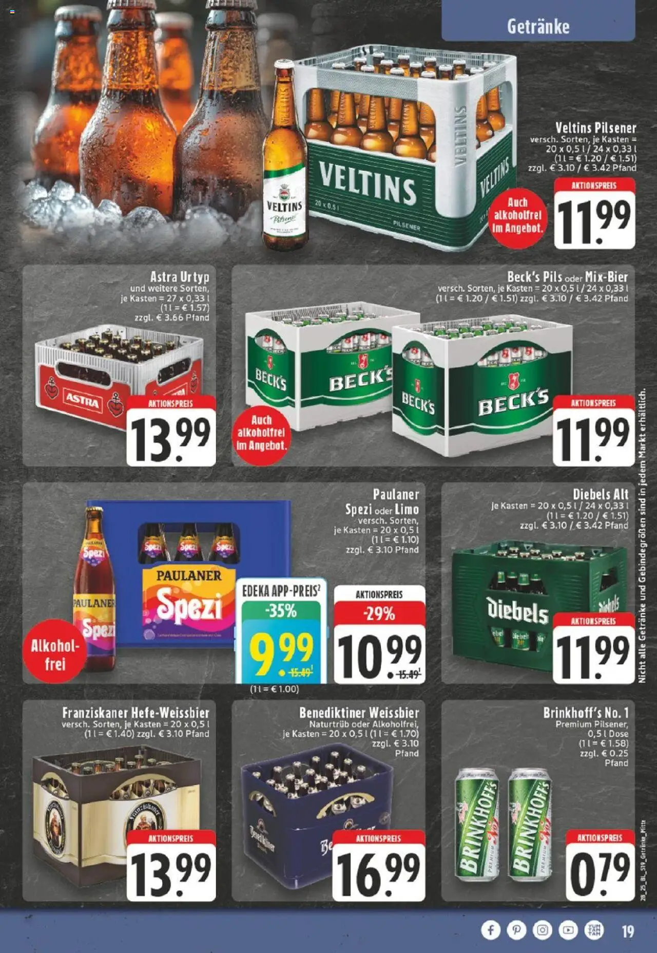 Edeka Prospekt 	 - gültig ab dem 07.07.2025 | Seite: 19 | Produkte: Franziskaner, Pils, Diebels, Paulaner
