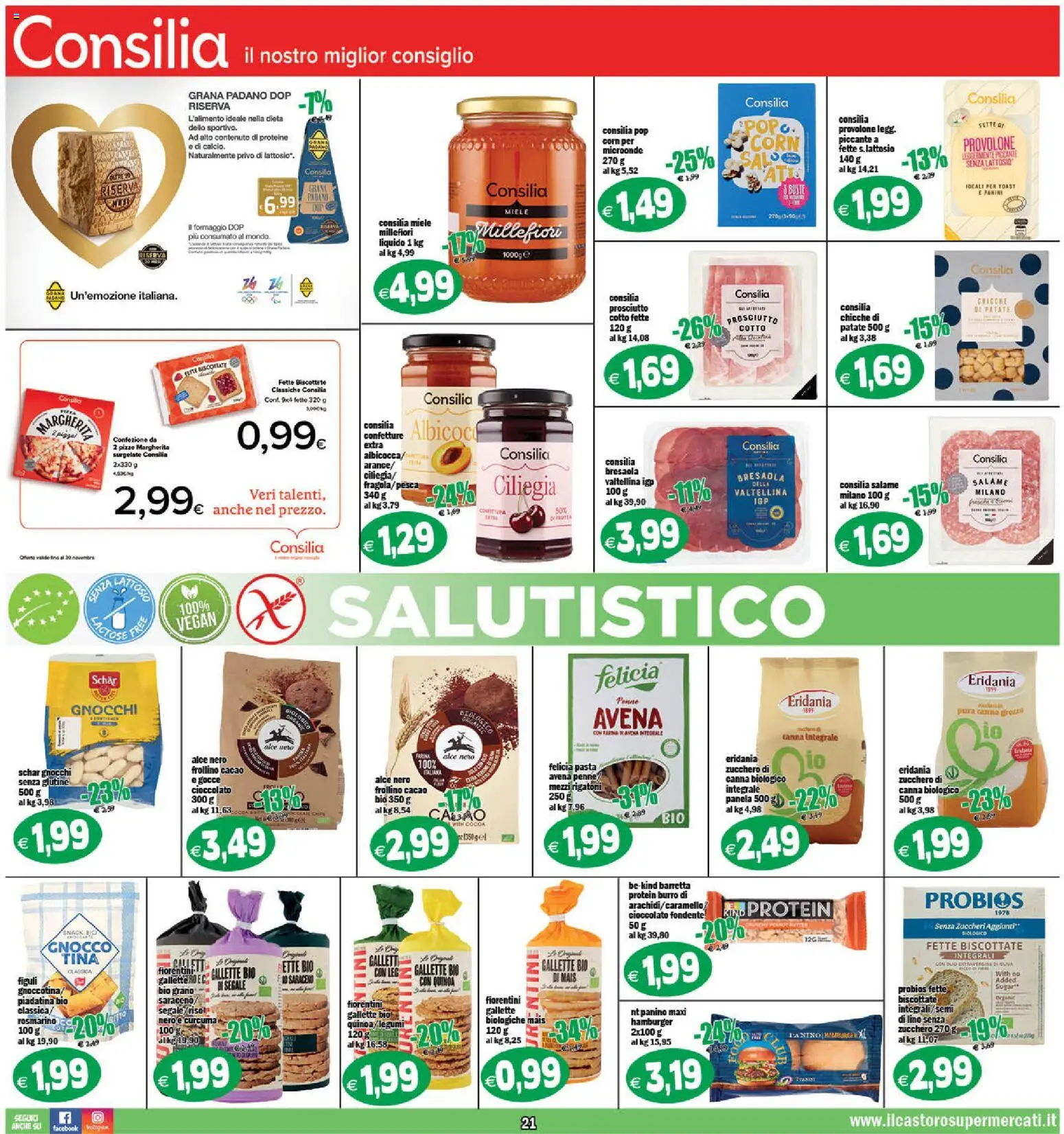 Volantino Il Castoro del 18.11.2025 | Pagina: 21 | Prodotti: Salame, Mais, Gnocchi, Quinoa