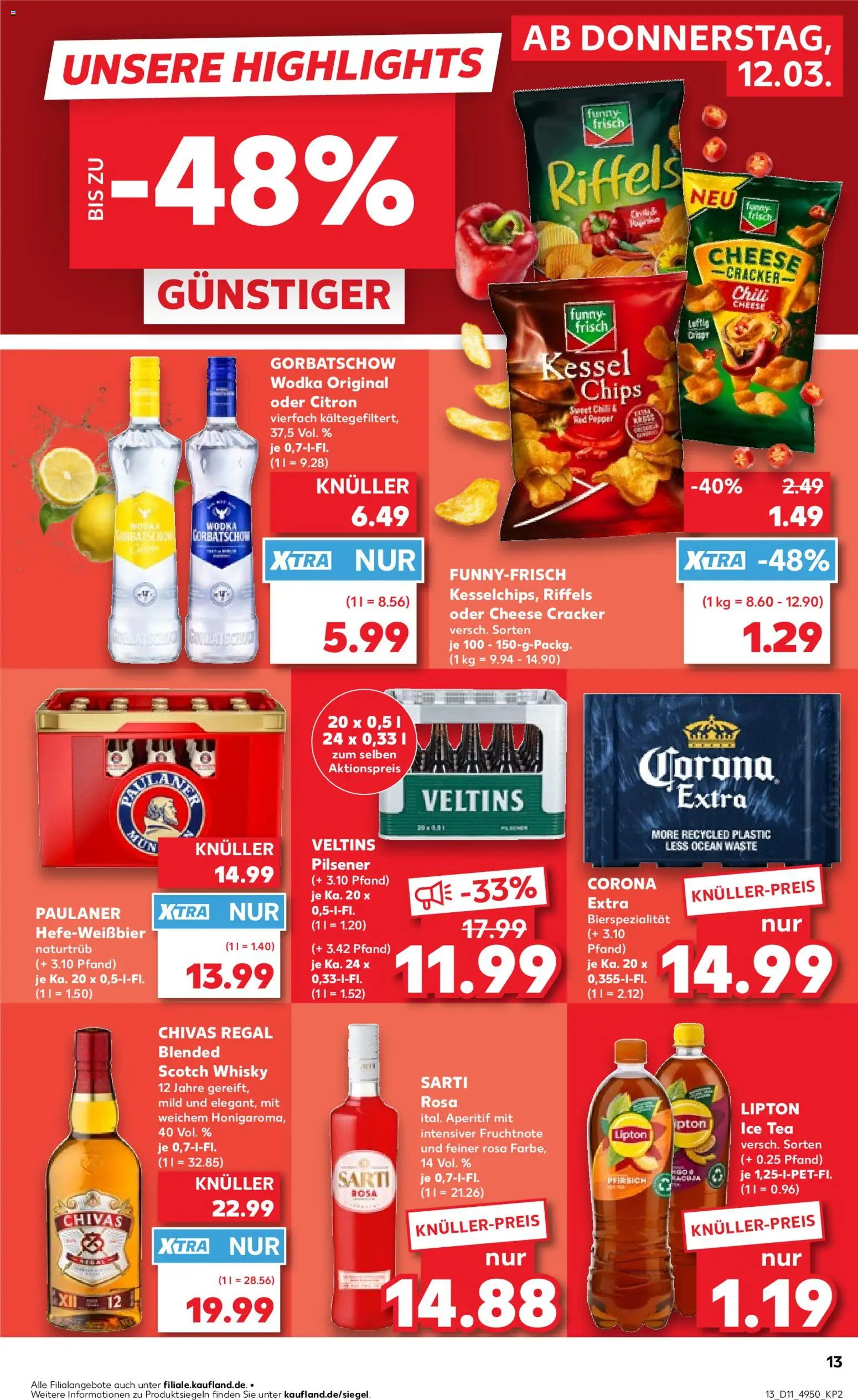 Kaufland Prospekt Stuttgart	 – gültig ab 12.03.2026 | Seite: 13 | Produkte: Regal, Pfirsich, Wodka, Paulaner
