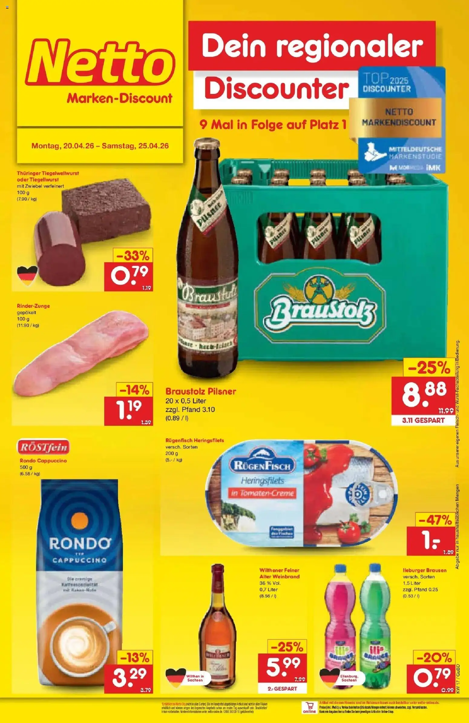 Netto Marken-Discount Prospekt Augustusburg	 – gültig ab 20.04.2026 | Seite: 57 | Produkte: Wilthener, Tomaten, Creme, Fleisch