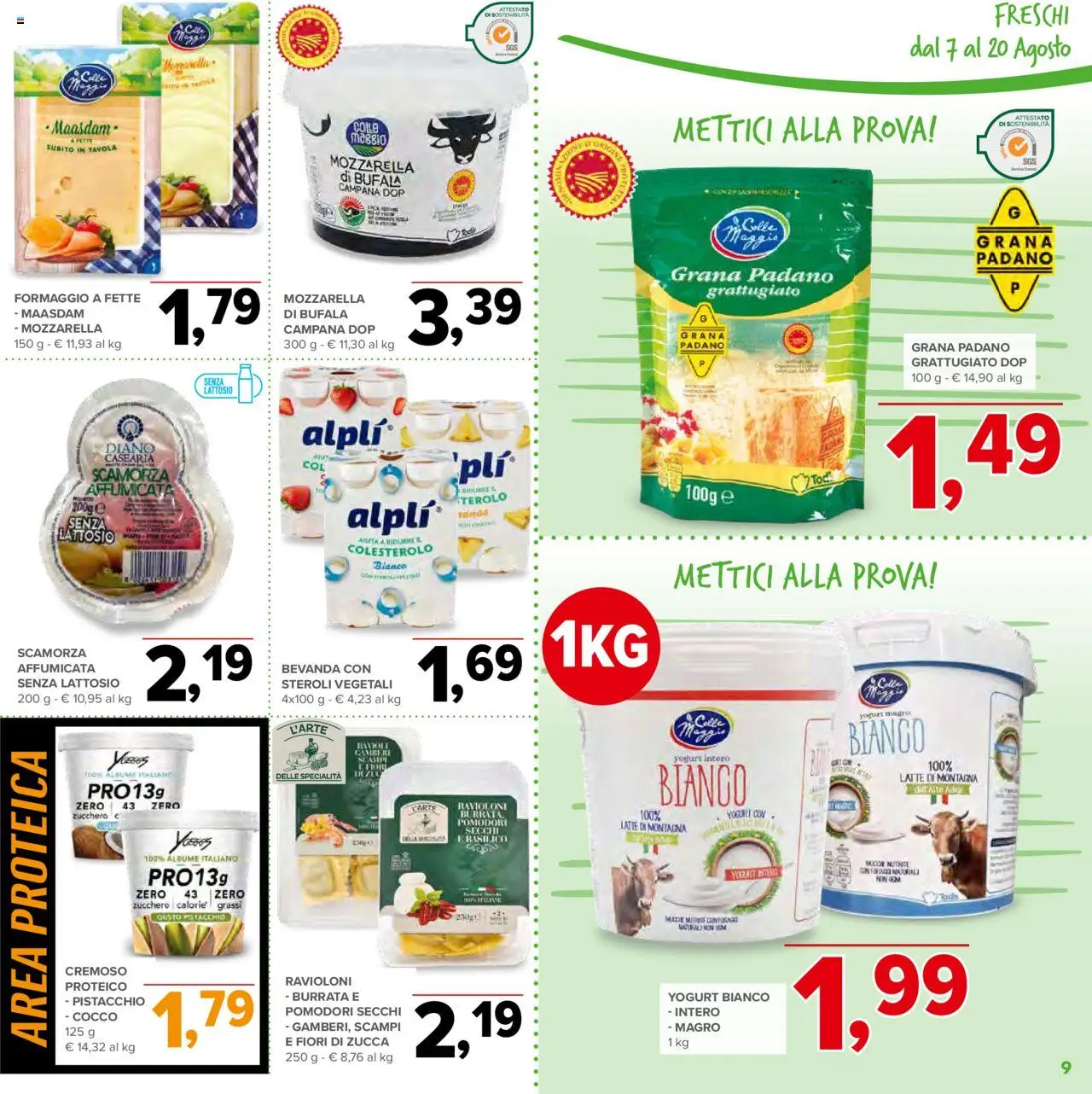 Volantino Todis del 07.08.2025 | Pagina: 9 | Prodotti: Mozzarella, Zucca, Cocco, Grana Padano