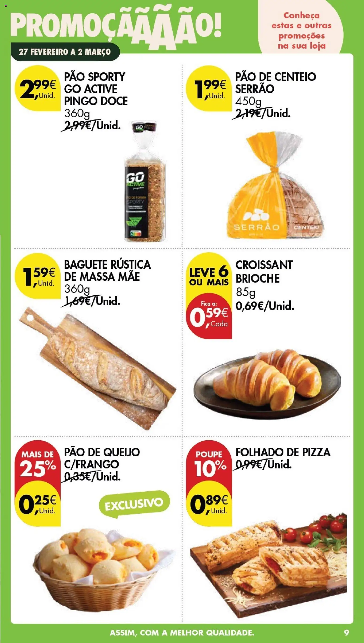 Pingo Doce Poupe este Fim de Semana │ válido de 27.02.2026 | Página: 9 | Produtos: Pão de queijo, Centeio, Pão, Pizza