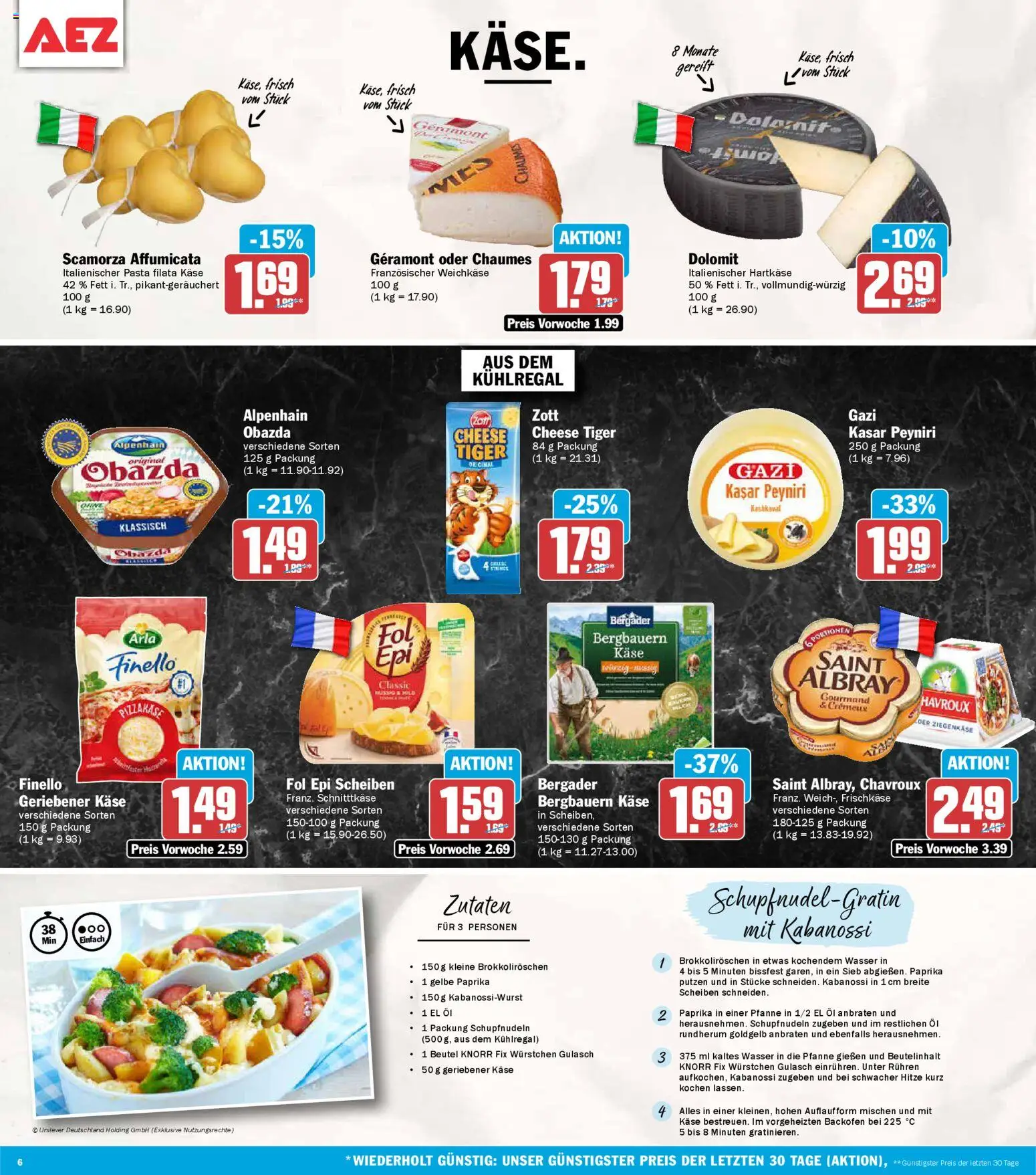 AEZ Prospekt 	 – gültig ab 13.04.2026 | Seite: 6 | Produkte: Geramont, Ziegenkäse, Wasser, Pasta