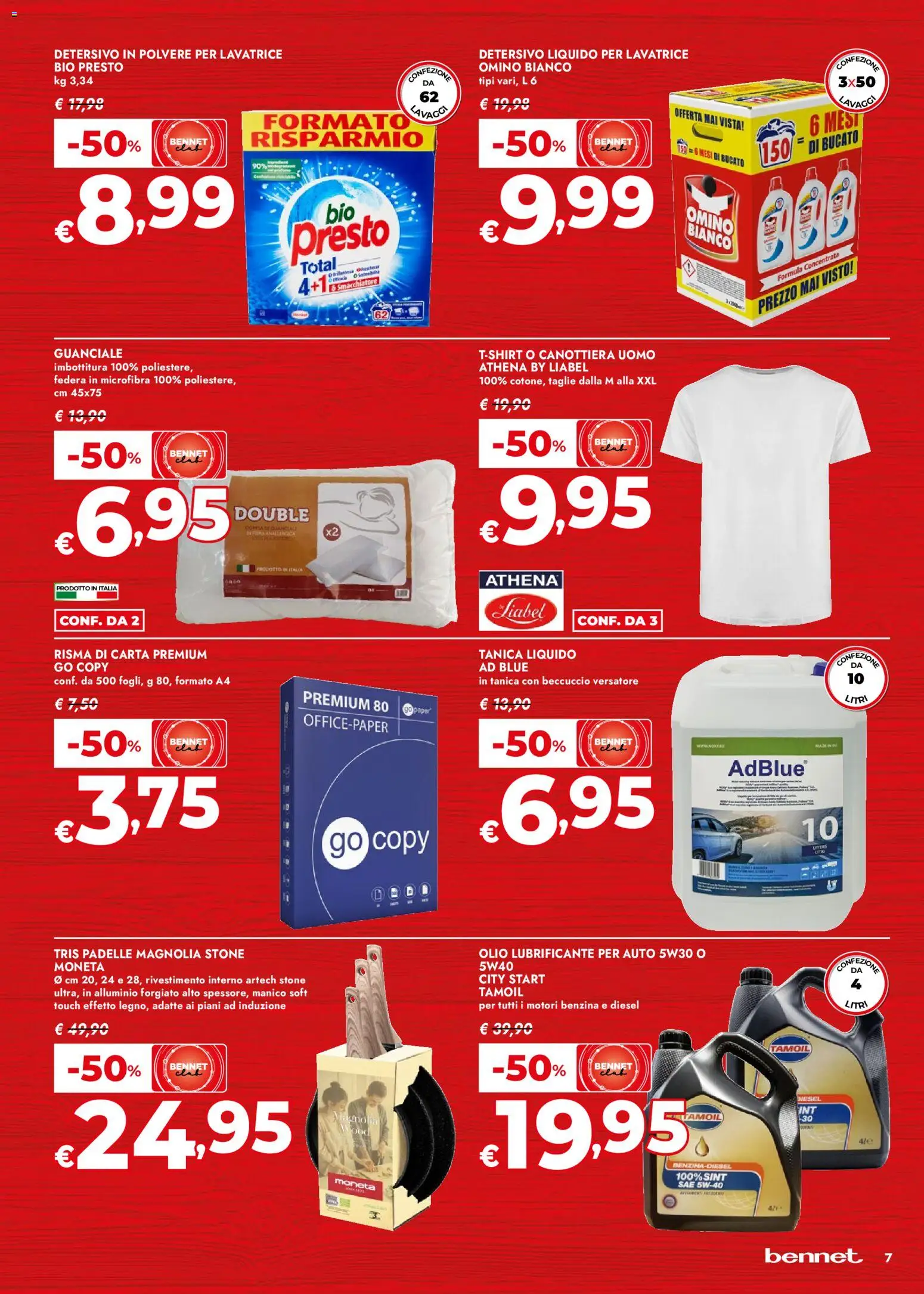 Volantino bennet del 07.04.2026 | Pagina: 7 | Prodotti: Detersivo in polvere, Lubrificante, Olio, Lavatrice