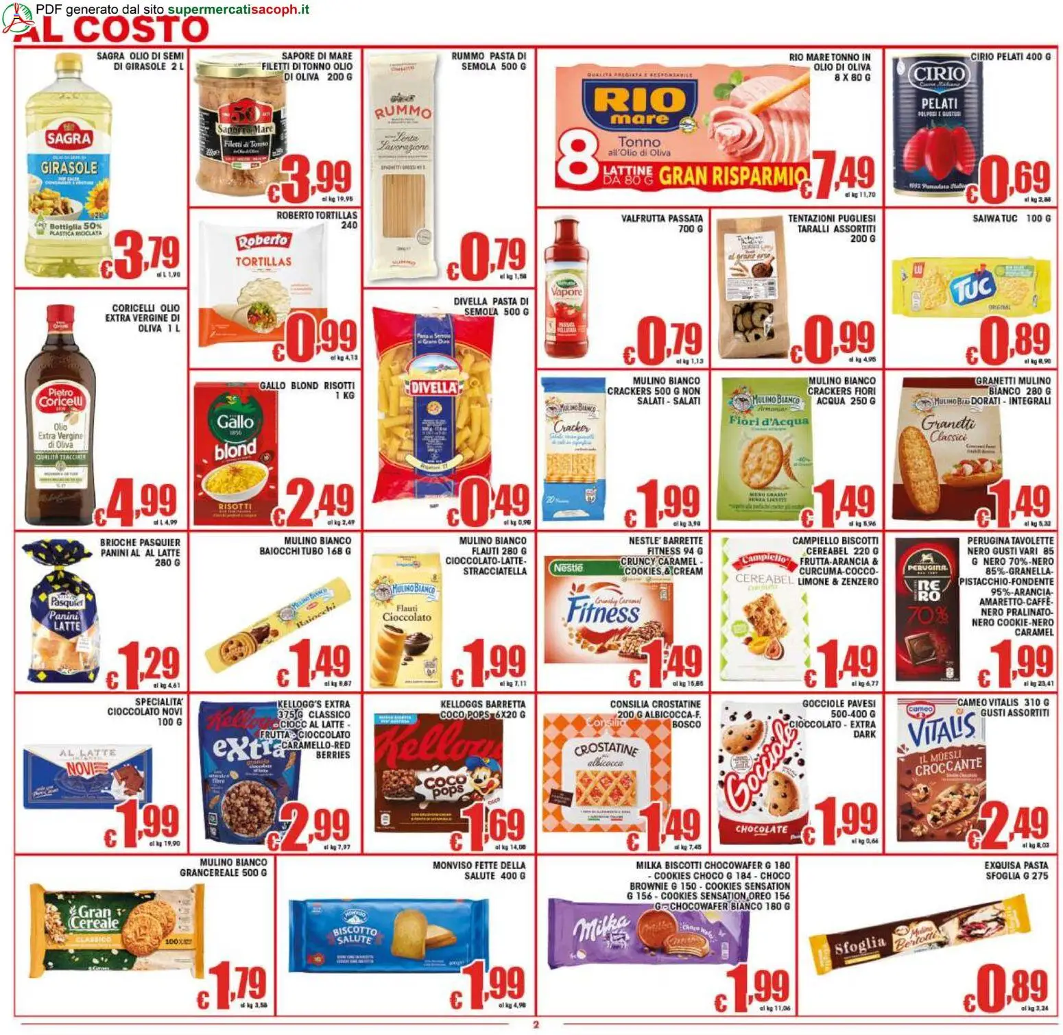 Volantino Sacoph del 17.04.2026 | Pagina: 2 | Prodotti: Cioccolato, Acqua, Tortillas, Barretta