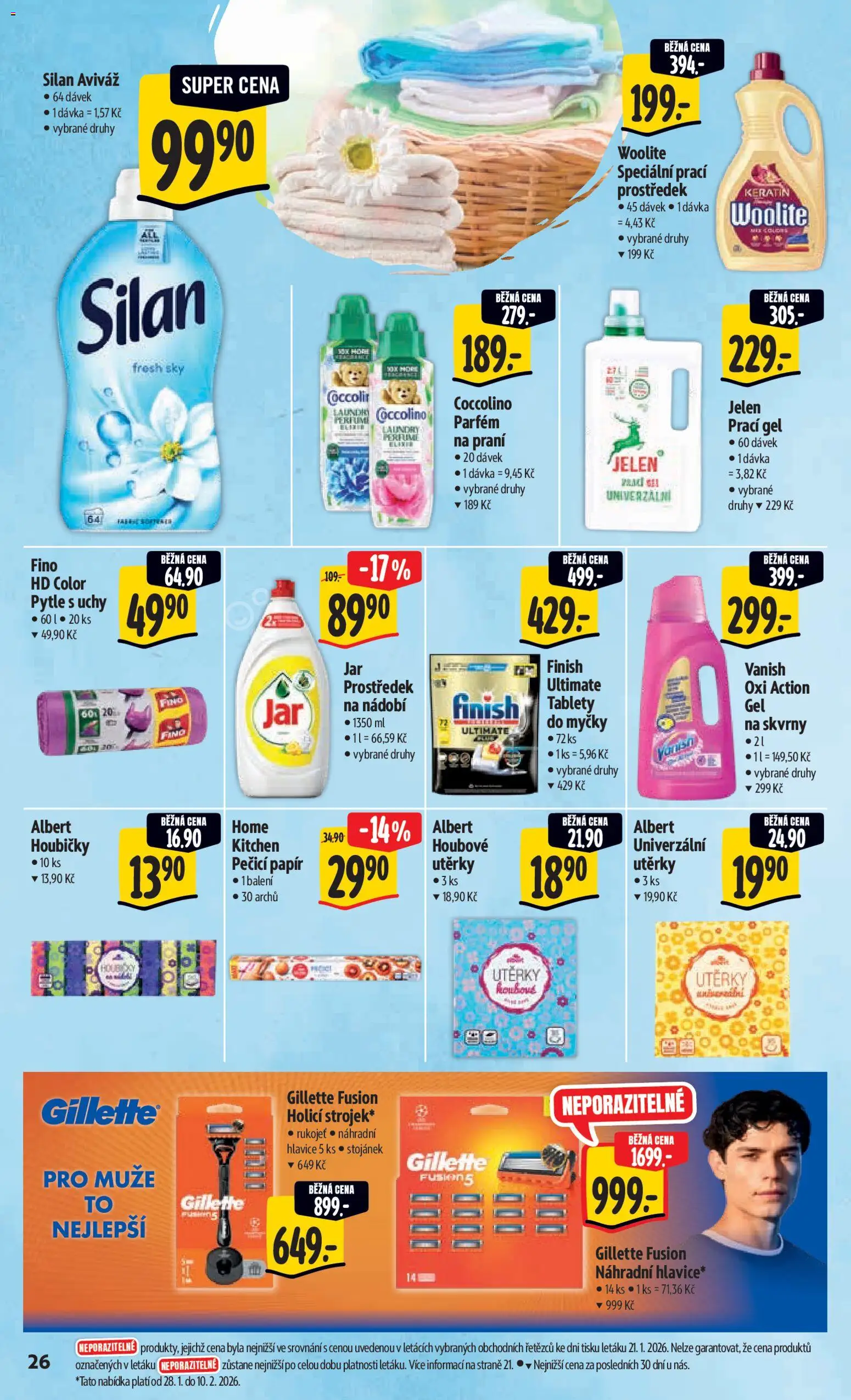 Albert leták - Hypermarket od 28.01.2026 | Strana: 33 | Produkty: Prací gel, Woolite, Vanish, Gillette fusion