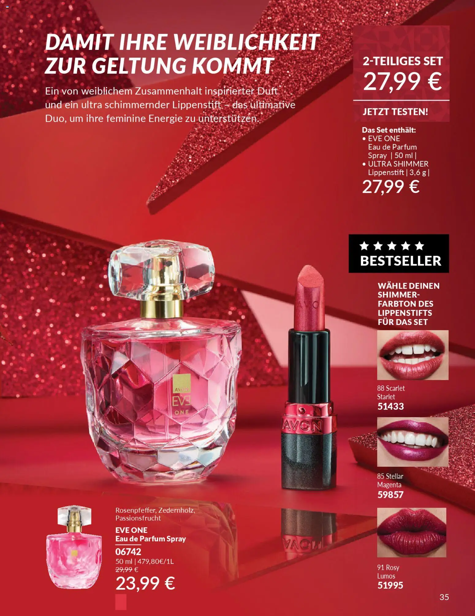 AVON Katalog Dezember 2025 – gültig ab 01.12.2025 | Seite: 37 | Produkte: Parfüm, Duft, Lippenstift, Eau de Parfum