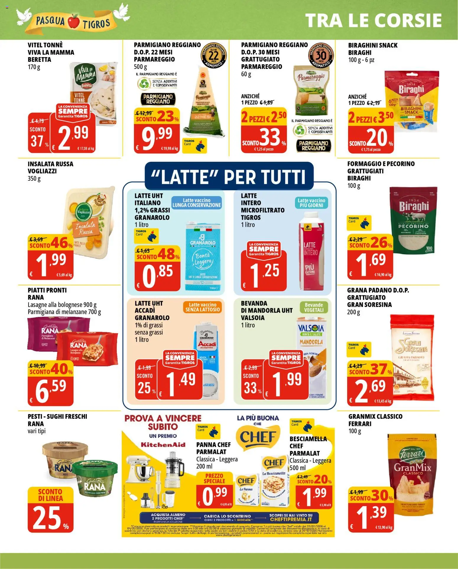 Volantino Tigros del 24.03.2026 | Pagina: 16 | Prodotti: Panna, Latte, Formaggio, Parmigiano reggiano