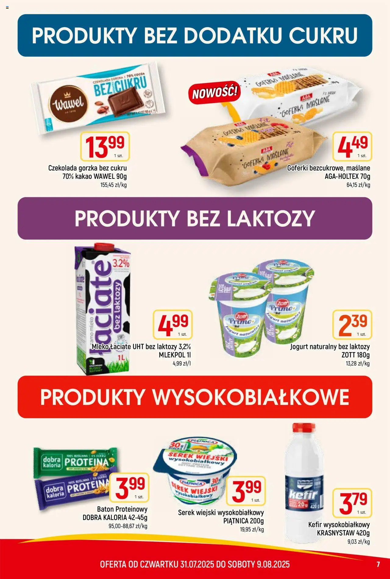 Piotruś Pan Gazetka od 31.07.2025 | Strona: 7 | Produkty: Serek wiejski, Baton, Mleko, Jogurt