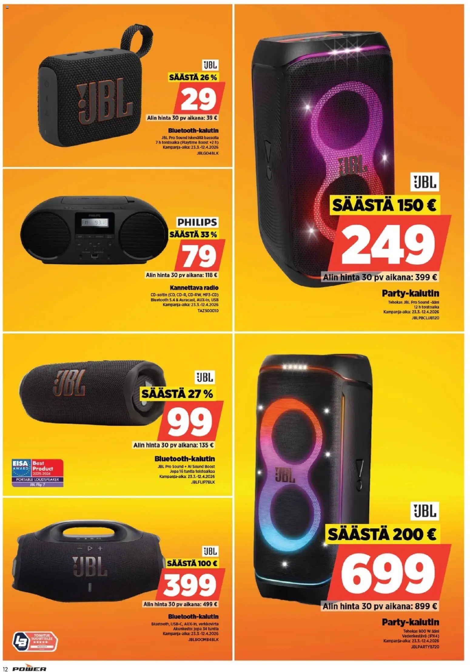 Power - POWER HINTAAN Viikon mainoslehti – voimassa 31.03.2026 alkaen | Sivu: 12 | Tuotteet: USB, Radio