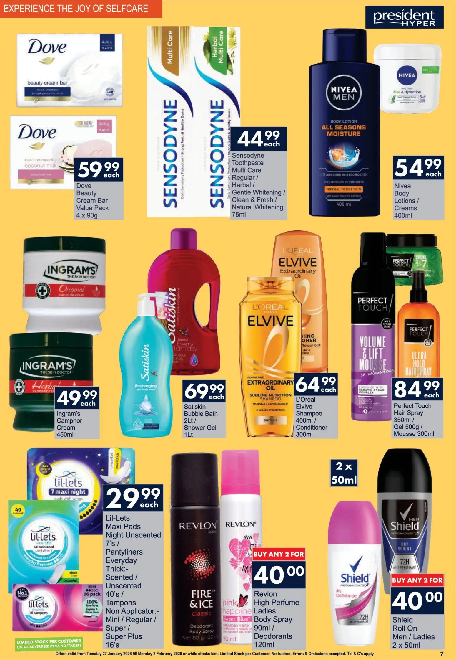 New President Hyper catalogue – valid from 27.01.2026 | Page: 7 | Products: Bath, Milk, Shower gel, Peach