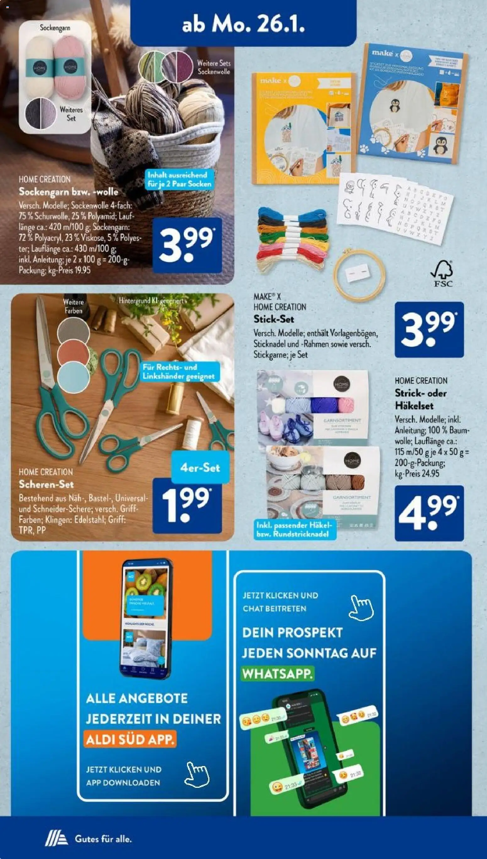 Aldi Süd Prospekt 	 – gültig ab 26.01.2026 | Seite: 4 | Produkte: Socken, Home creation