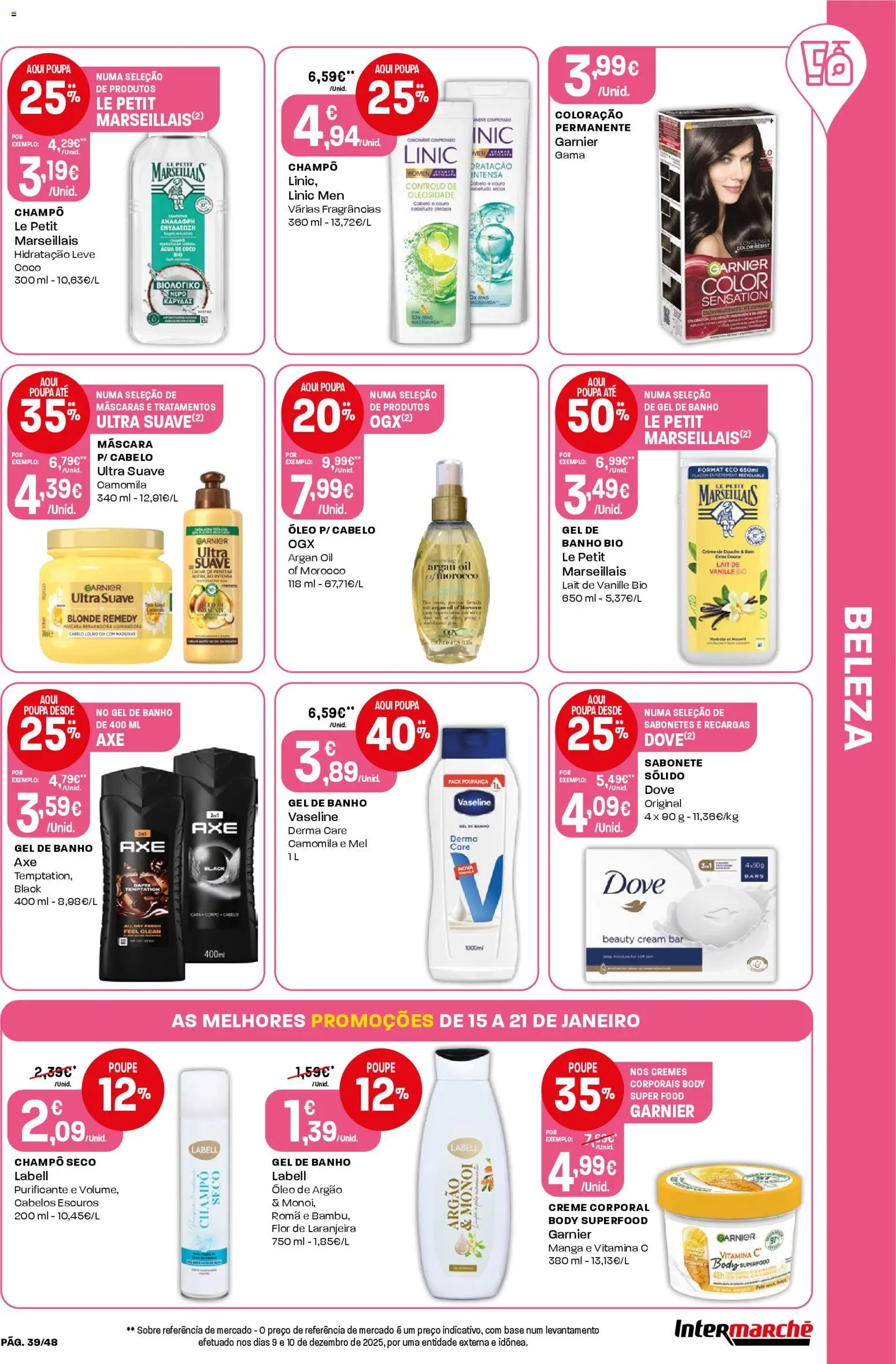 Intermarché folheto │ válido de 15.01.2026 | Página: 39 | Produtos: Creme corporal, Gel de banho, Sabonete, Óleo