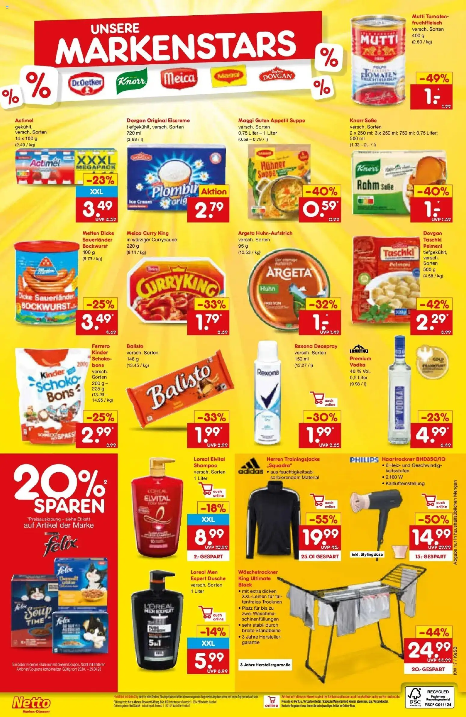 Netto Marken-Discount Prospekt Kruft	 – gültig ab 20.04.2026 | Seite: 29 | Produkte: Bockwurst, Eiscreme, Shampoo, Deospray