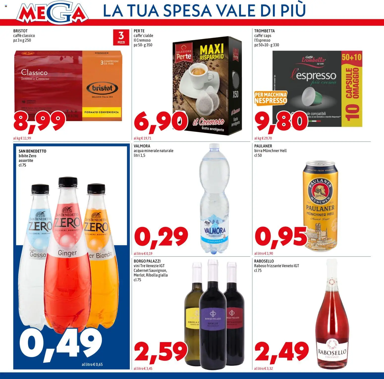 Volantino Mega del 08.04.2026 | Pagina: 10 | Prodotti: Caffè, Acqua, Bibite, Acqua minerale