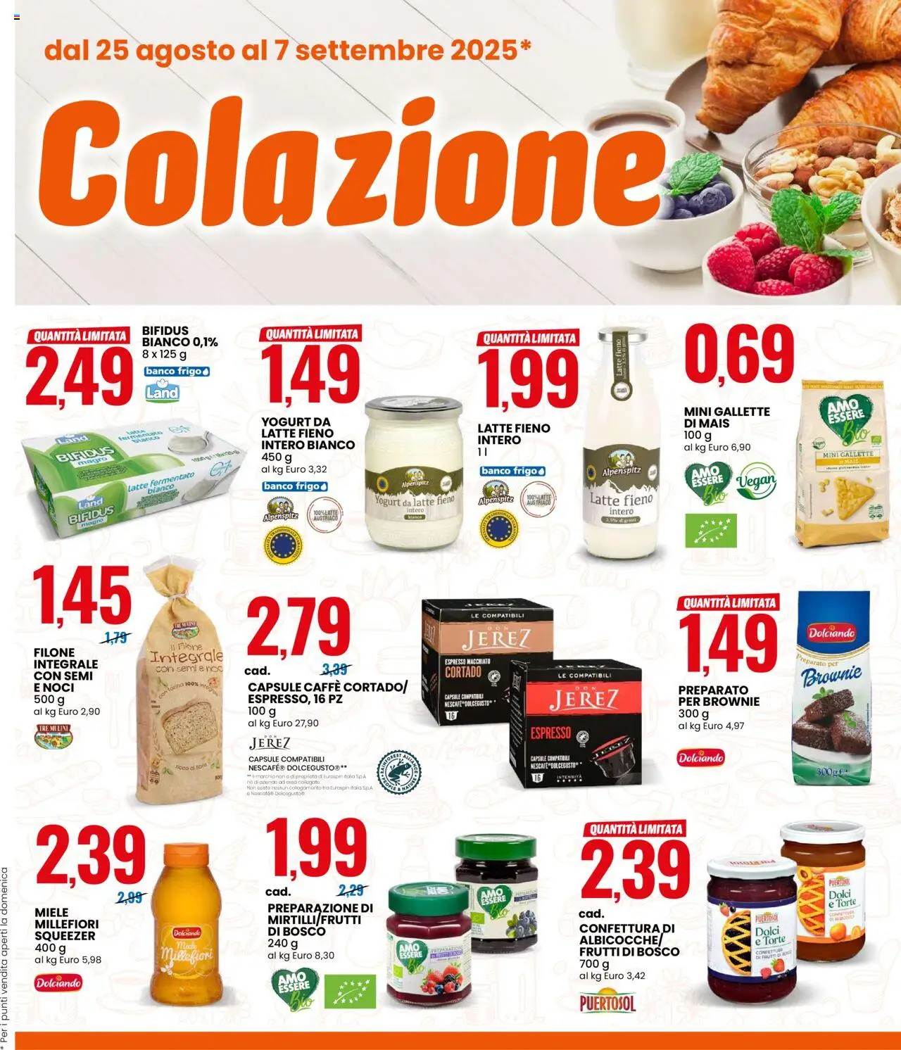 Volantino Eurospin del 25.08.2025 | Pagina: 3 | Prodotti: Yogurt, Farina, Noci, Gallette