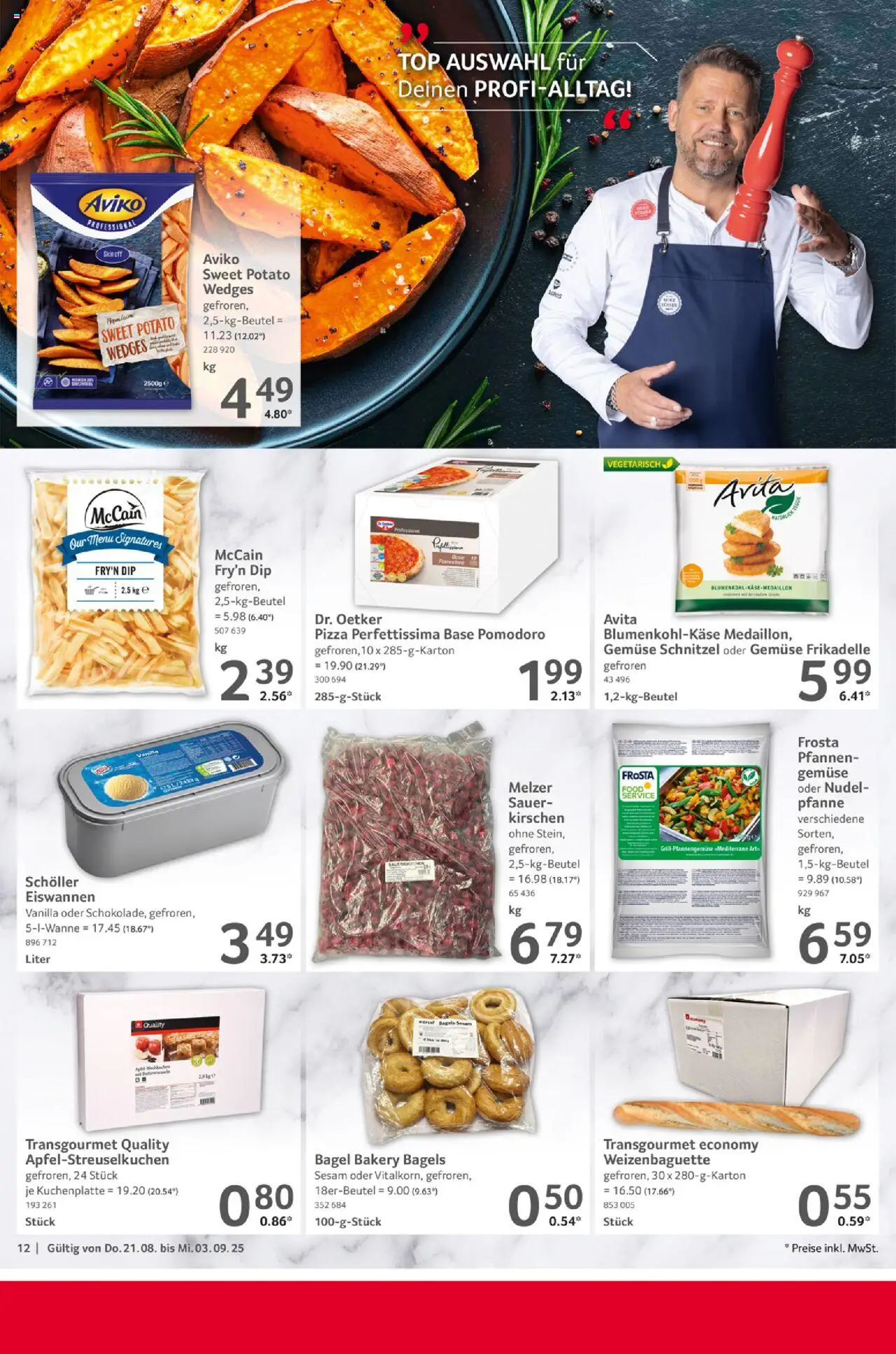 Selgros Gastronomie - gültig ab dem 21.08.2025 | Seite: 12 | Produkte: Top, McCain, Frosta, Gemüse