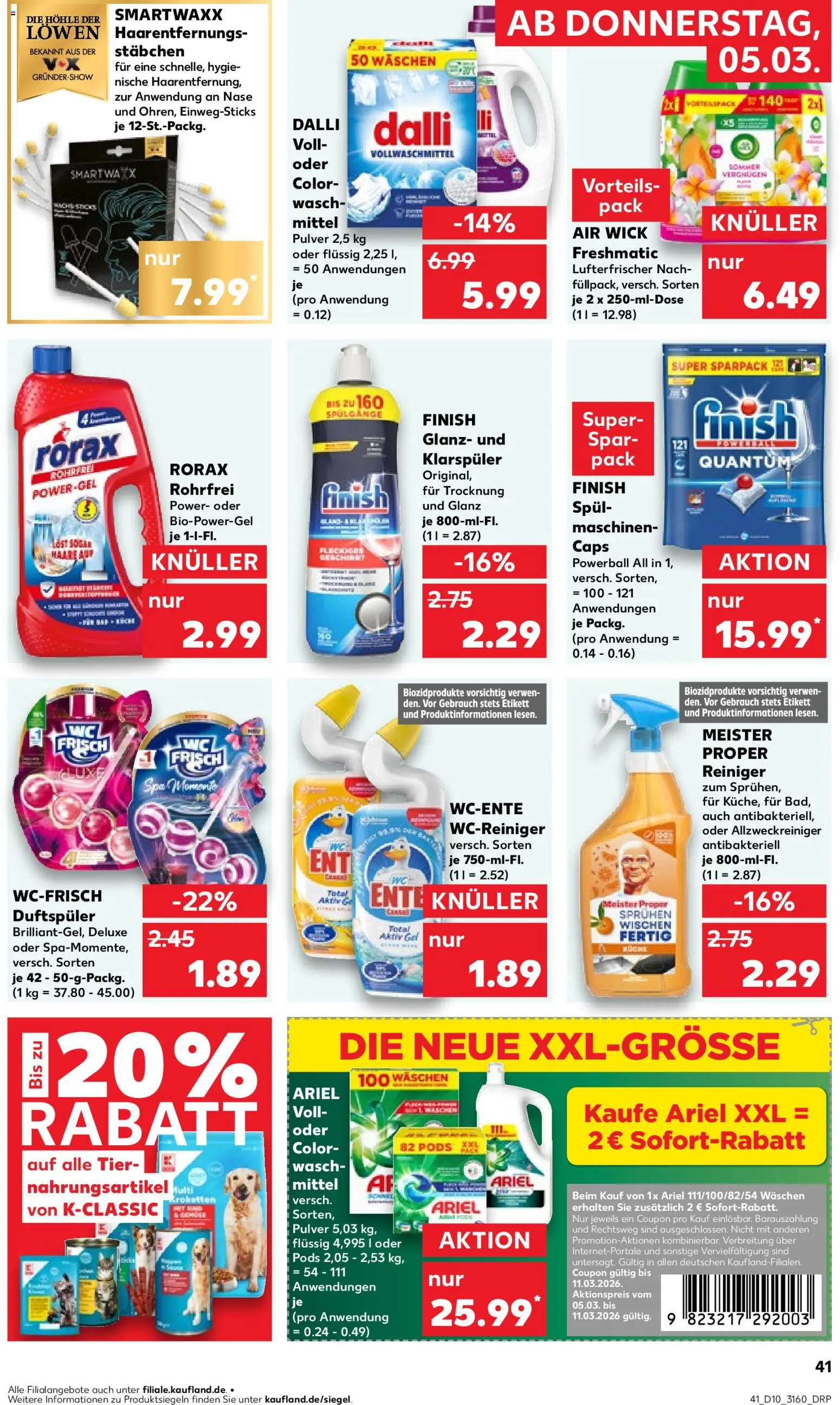 Kaufland prospekt Berlin	 – gültig ab 05.03.2026 | Seite: 41 | Produkte: Ariel, Finish, Klarspüler, Ente