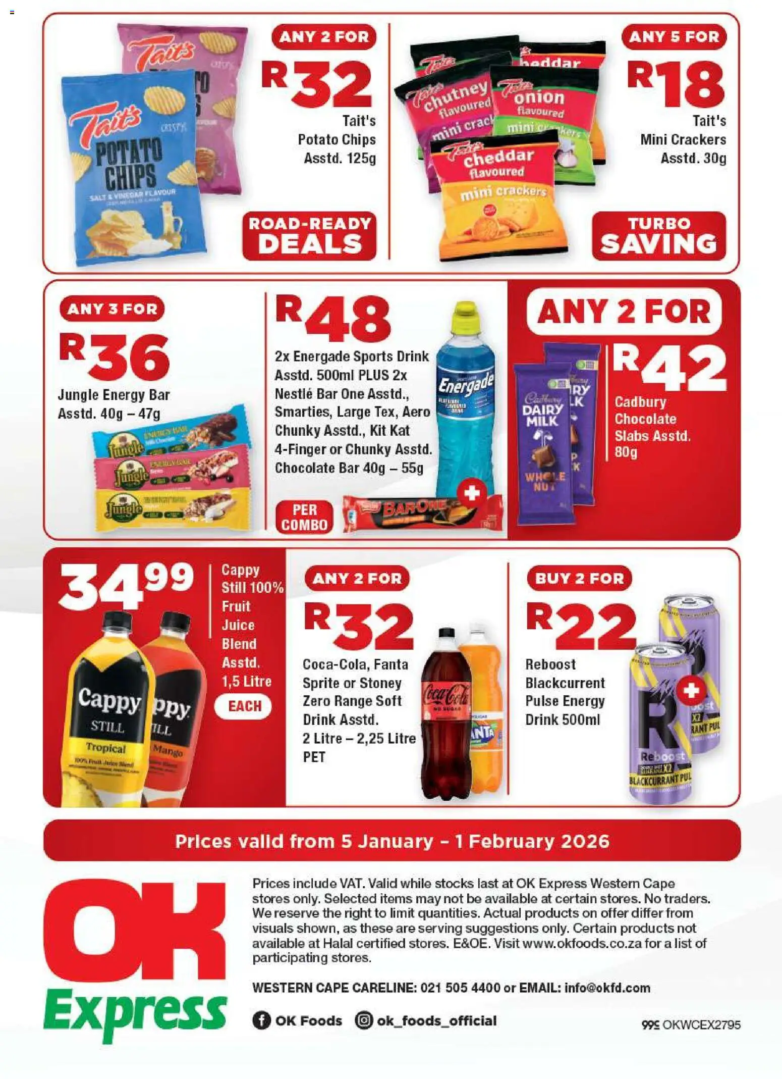 New OK Foods catalogue – valid from 05.01.2026 | Page: 4 | Products: Milk, Juice, Chips, Salt