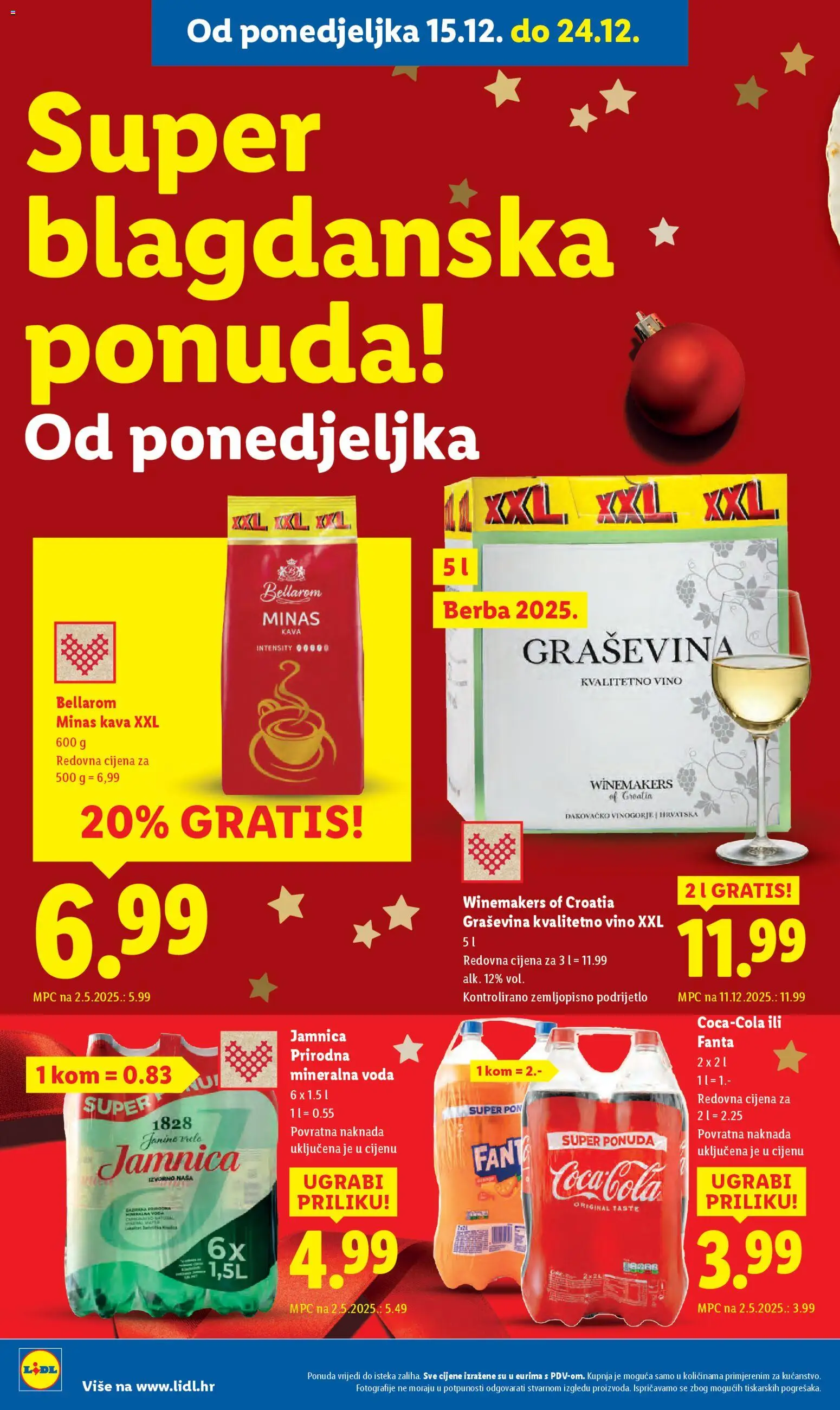 Lidl katalog | vrijedi od 15.12.2025 | Stranica: 4 | Proizvodi: Fanta, Kava, Vino, Voda