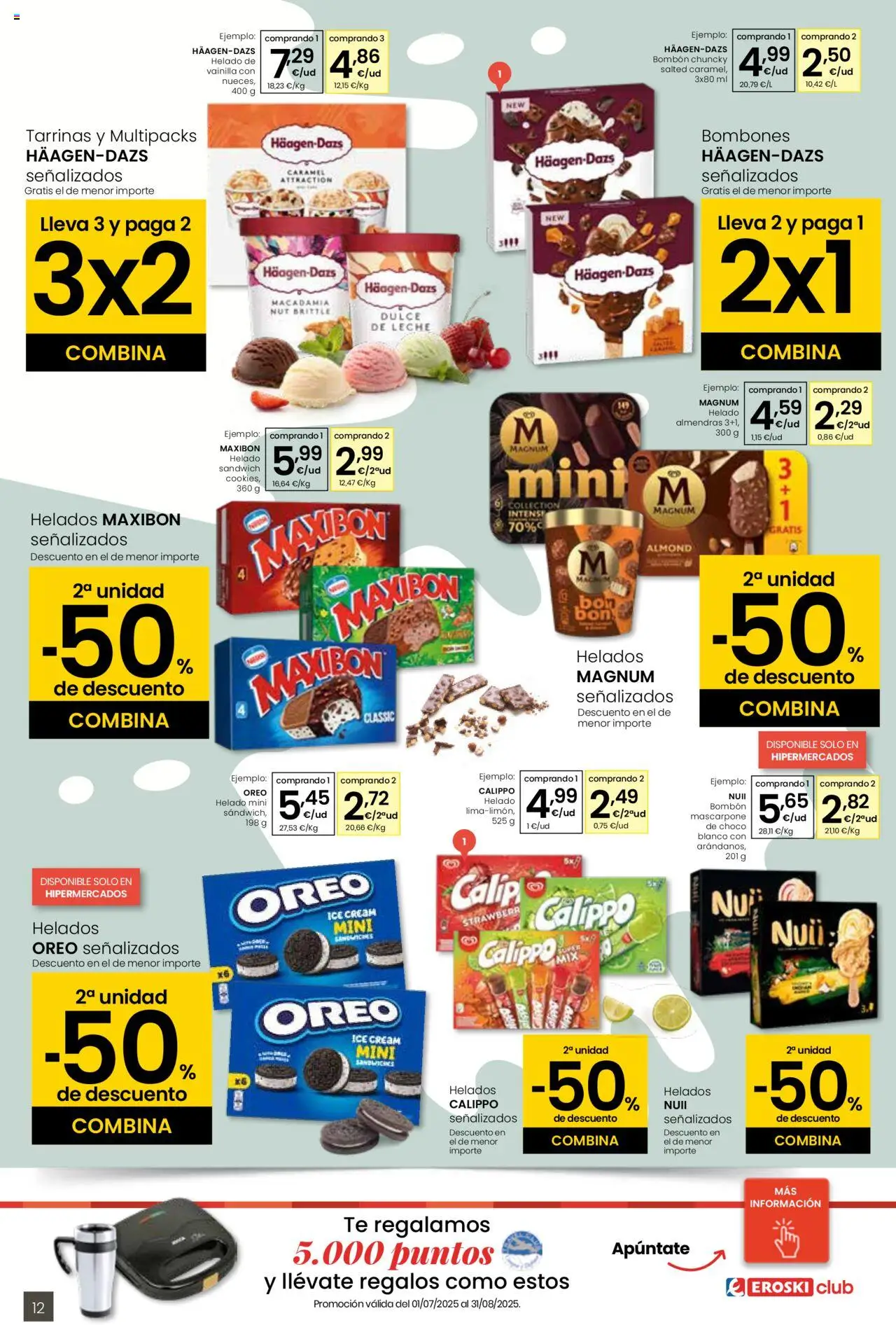 Eroski - Para conquistarte │ válido desde el 31.07.2025 | Página: 12 | Productos: Leche, Té, Helado