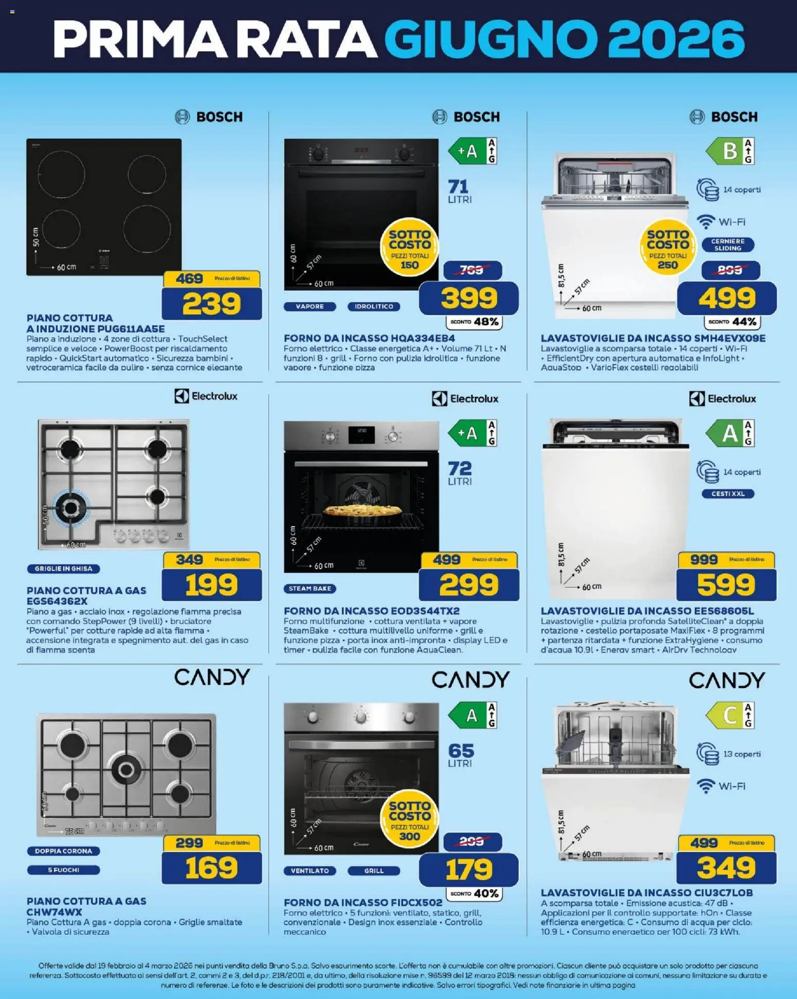 Volantino BRUNO del 19.02.2026 | Pagina: 18 | Prodotti: Pizza, Lavastoviglie da incasso, Acqua, Forno