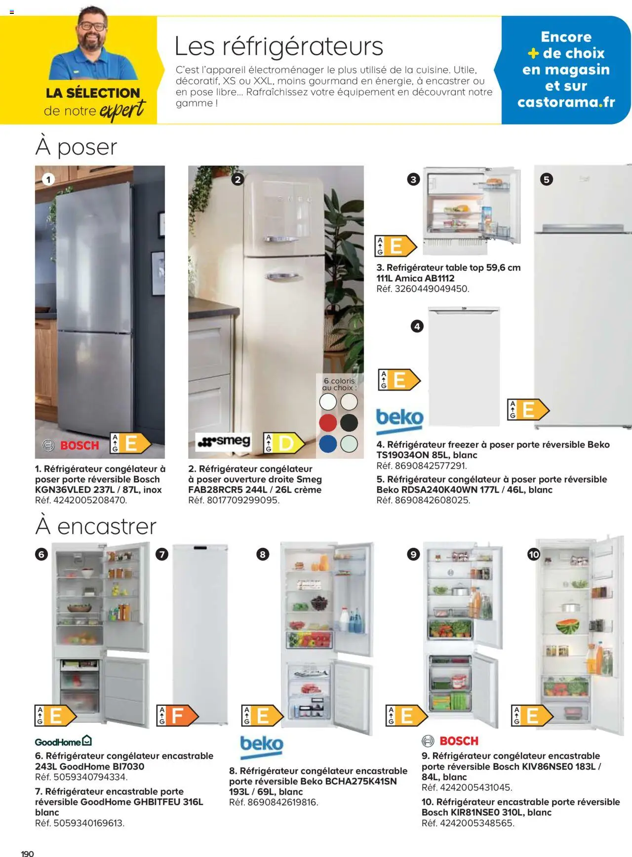 {H1} | Page: 190 | Produits: Réfrigérateur, Congélateur, Table, Crème