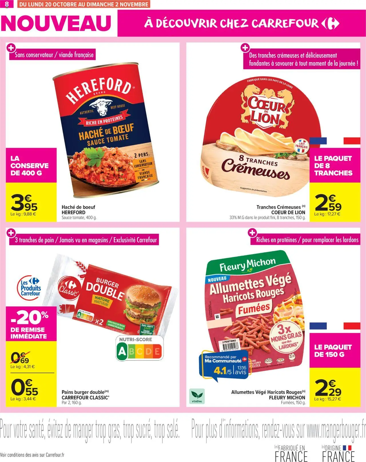 {H1} | Page: 8 | Produits: Lardons, Haricots rouges, Lait, Pain
