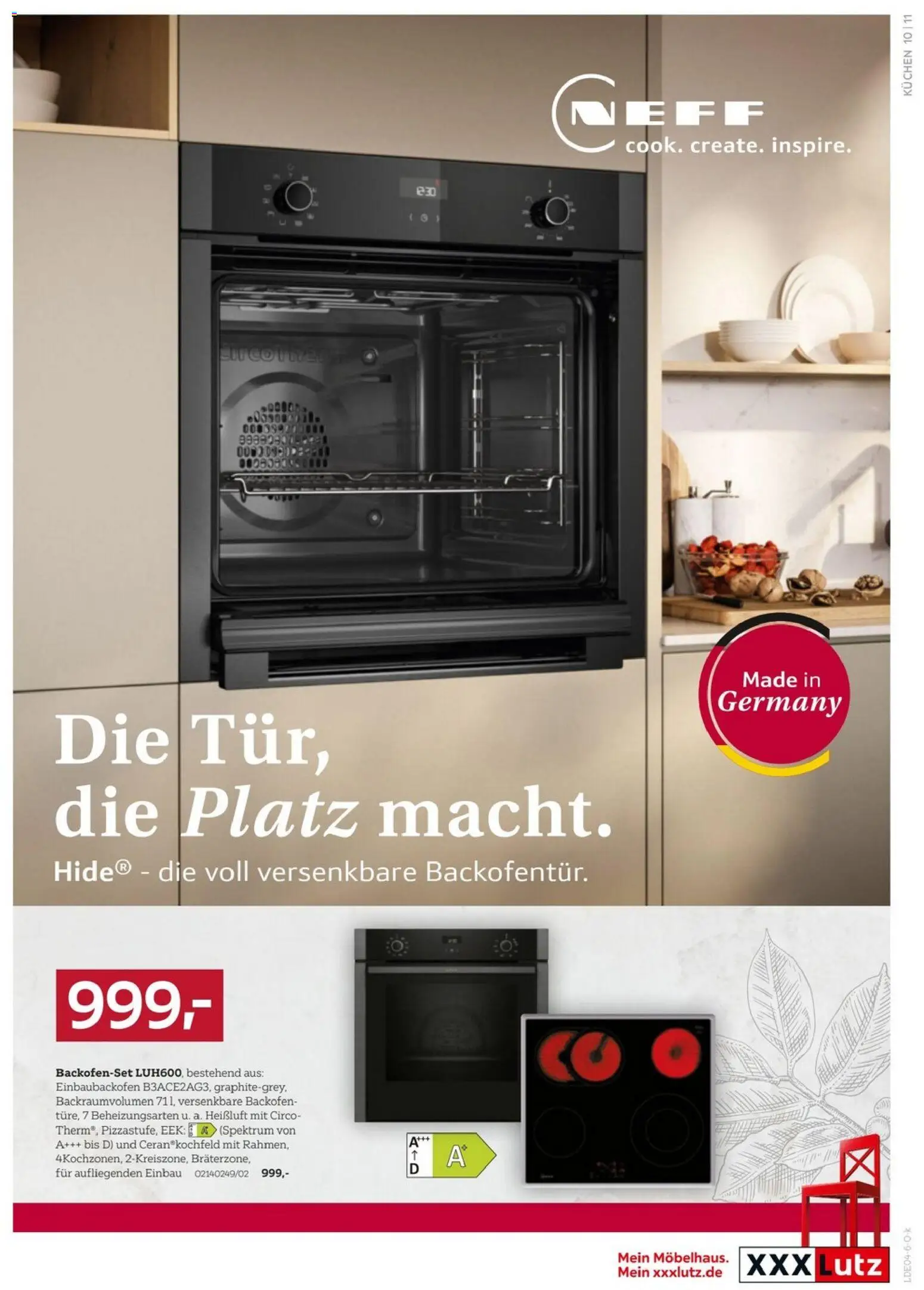 XXXLutz Nr. 1 bei Küchen – gültig ab 11.04.2026 | Seite: 11 | Produkte: Neff, Backofen, Kuchen