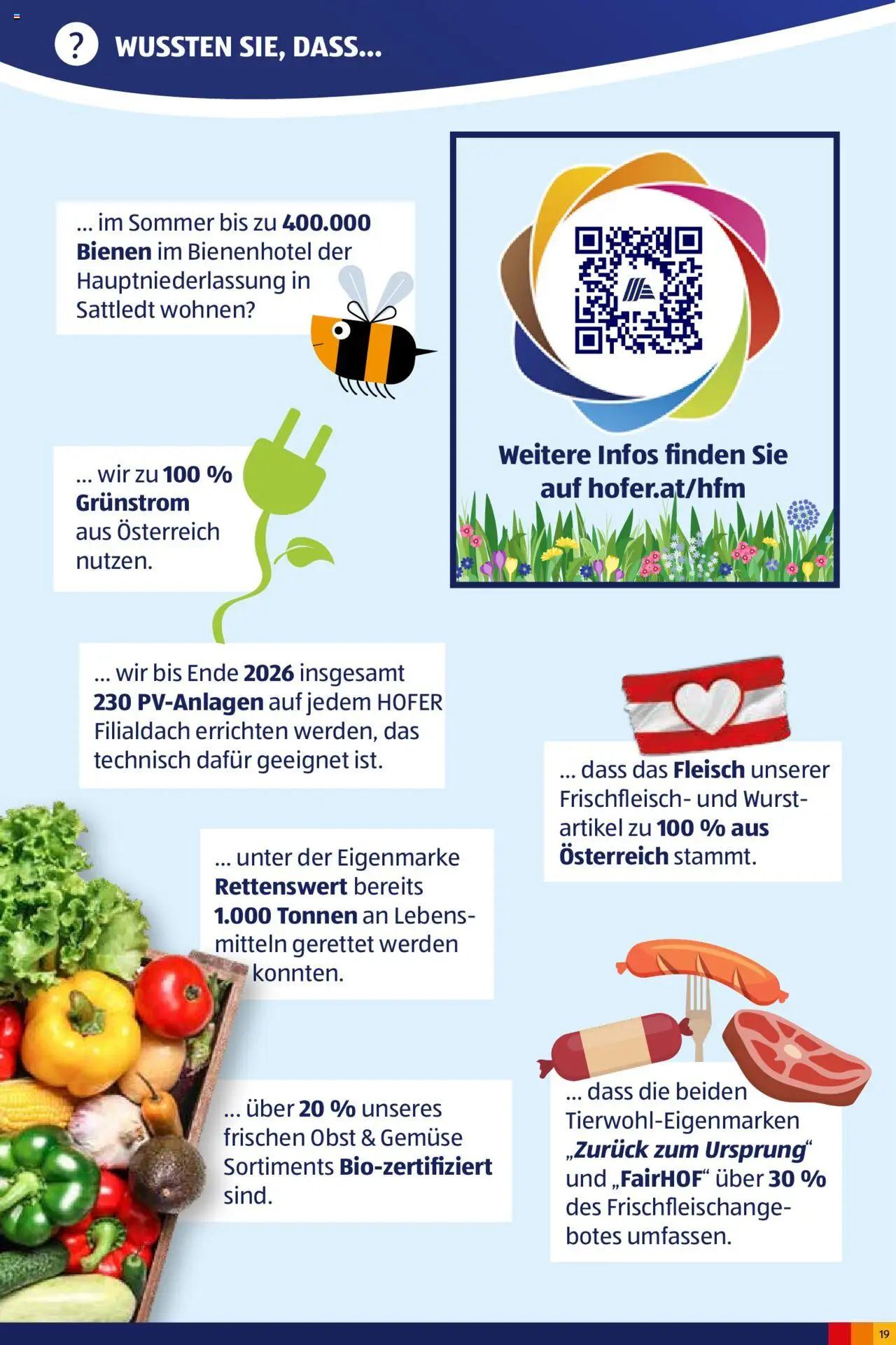 Hofer Heute für Morgen-Magazin gültig ab 02.10.2024 | Seite: 19 | Produkte: Gemüse, Obst, Wurst